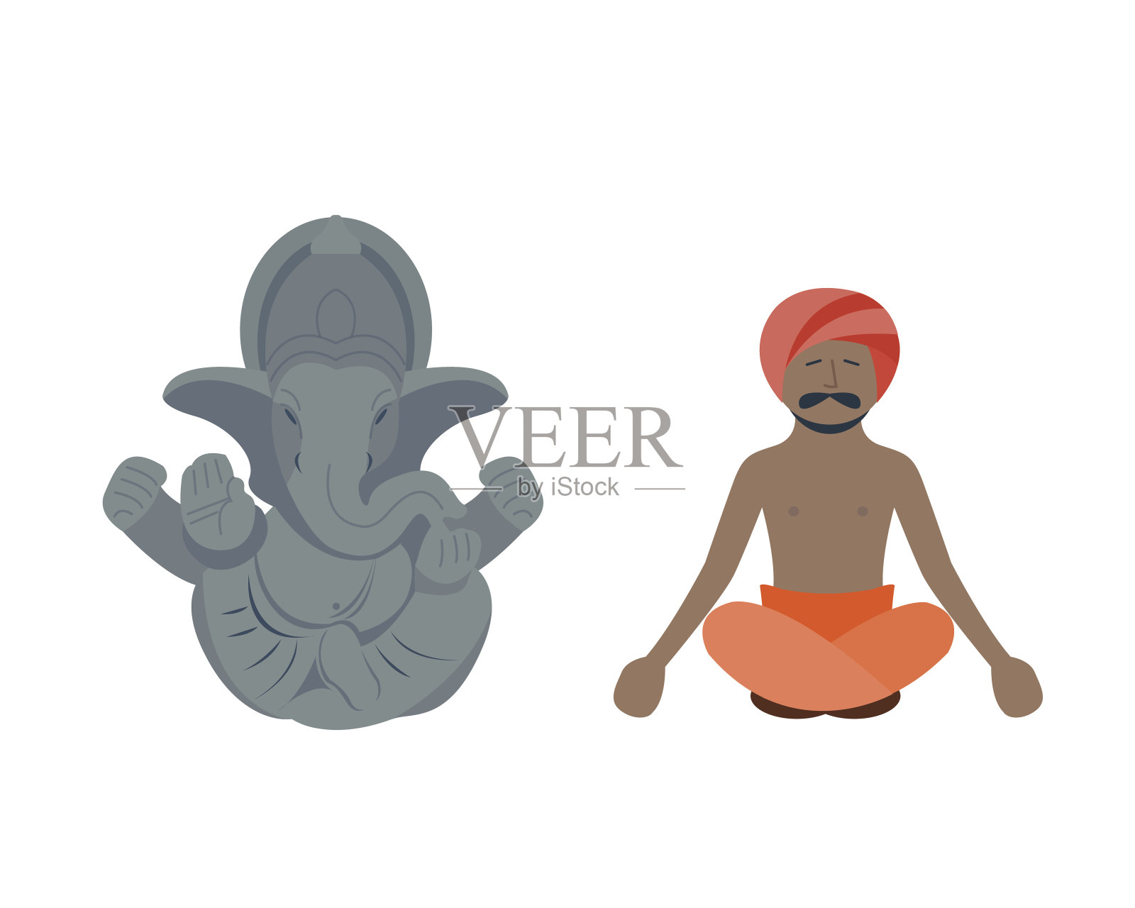印度大象和佛陀矢量插图。插画图片素材