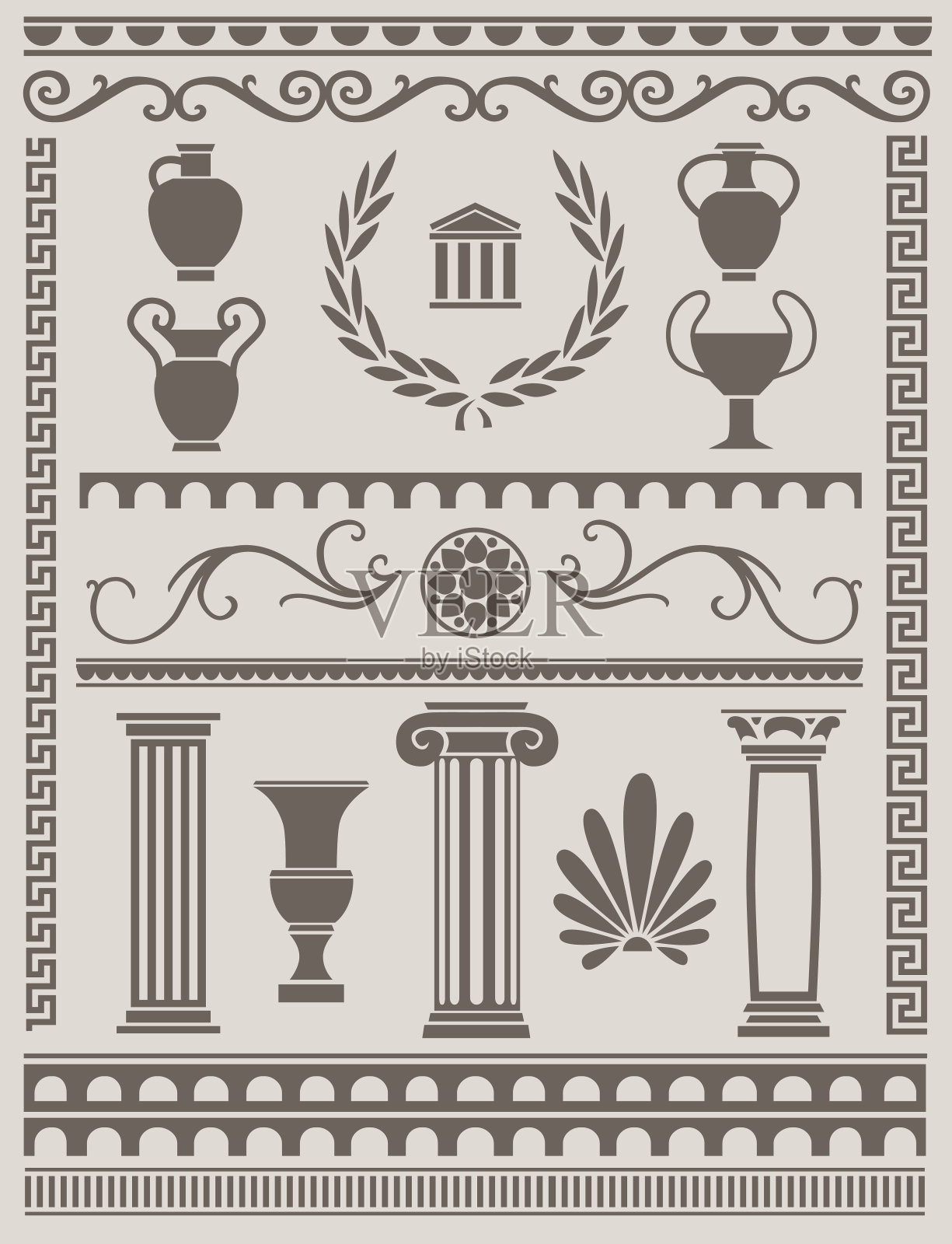 古希腊和罗马的设计元素插画图片素材