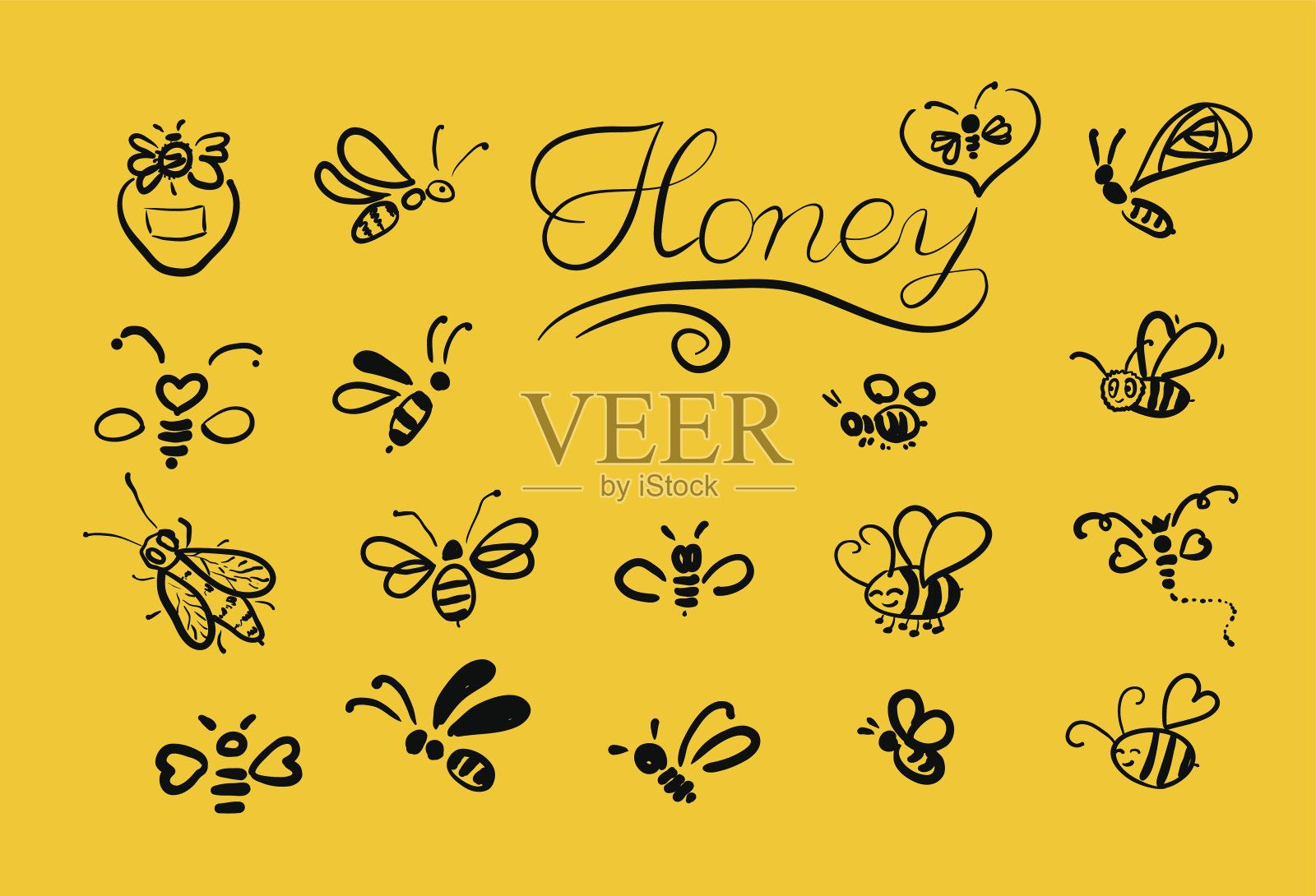 矢量背景与蜜蜂为您的设计。插画图片素材