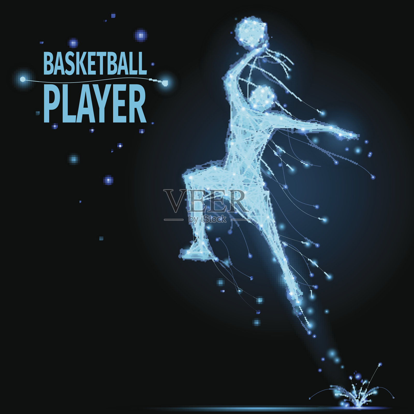 篮球运动员多边形插画图片素材