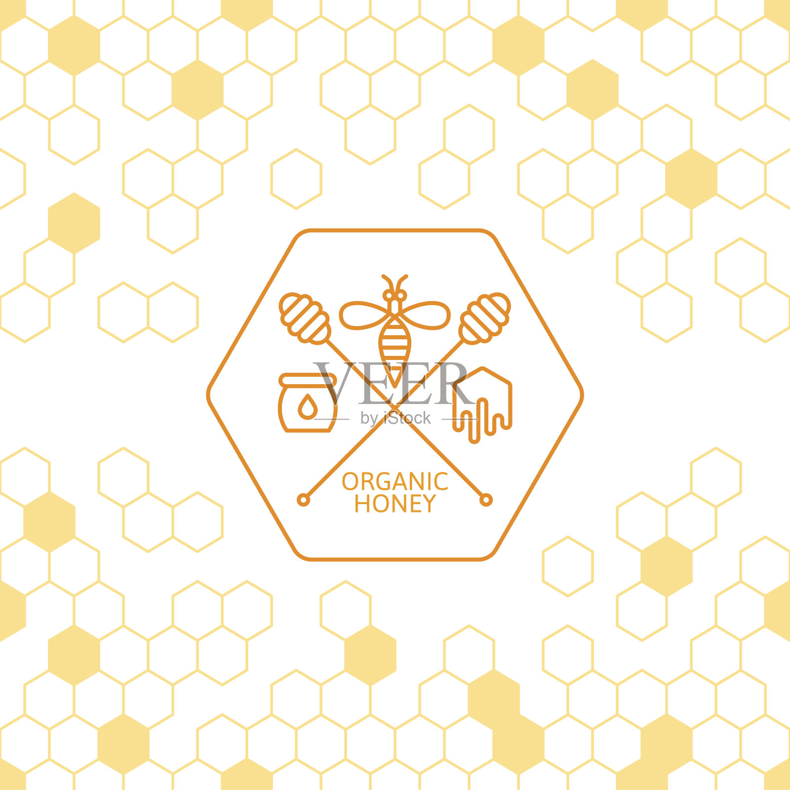轮廓蜂和蜜斗象征。插画图片素材