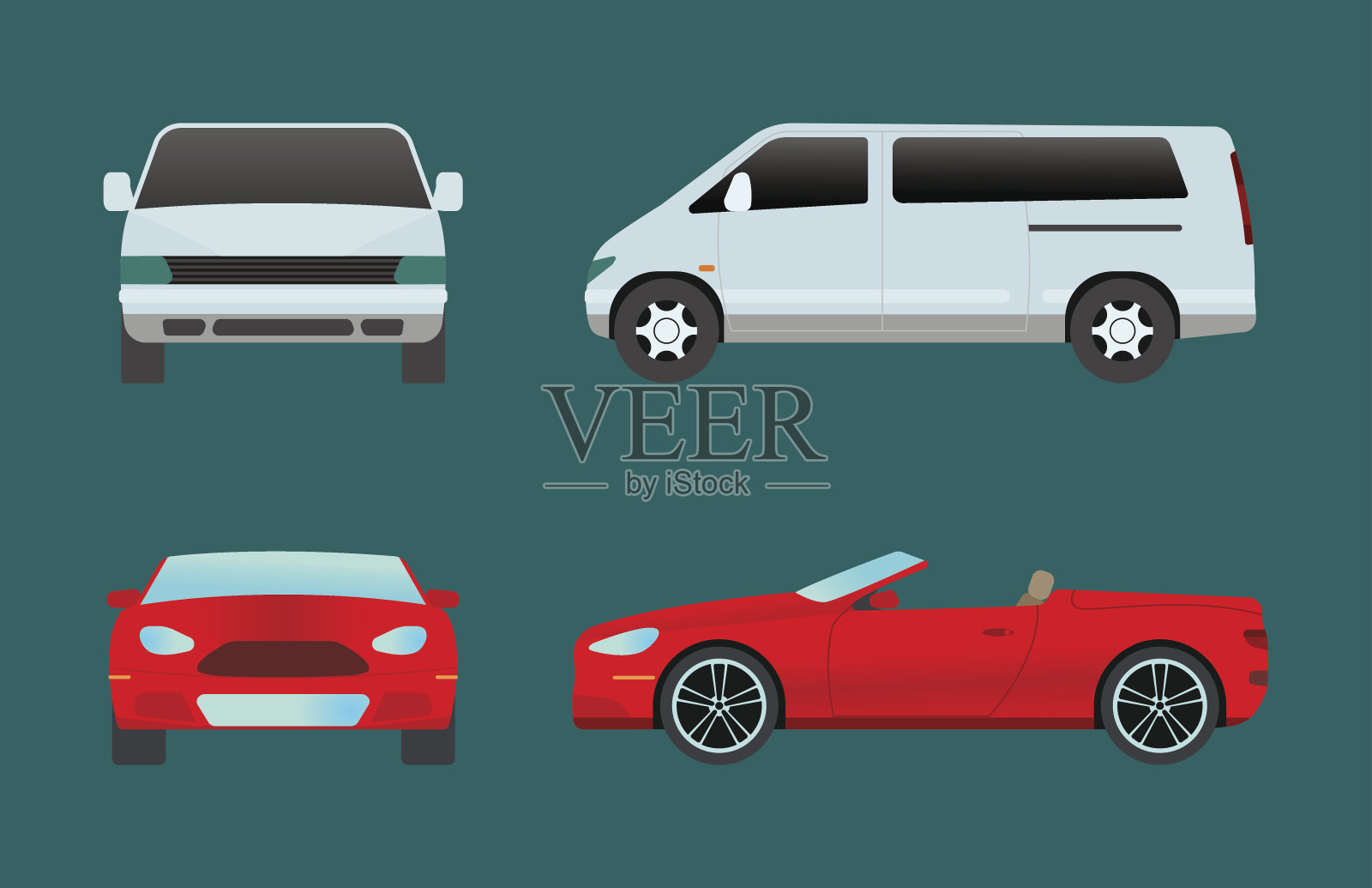 汽车车辆运输型设计旅行赛车模型标志技术风格和通用汽车当代儿童玩具平面矢量插图孤立图标插画图片素材