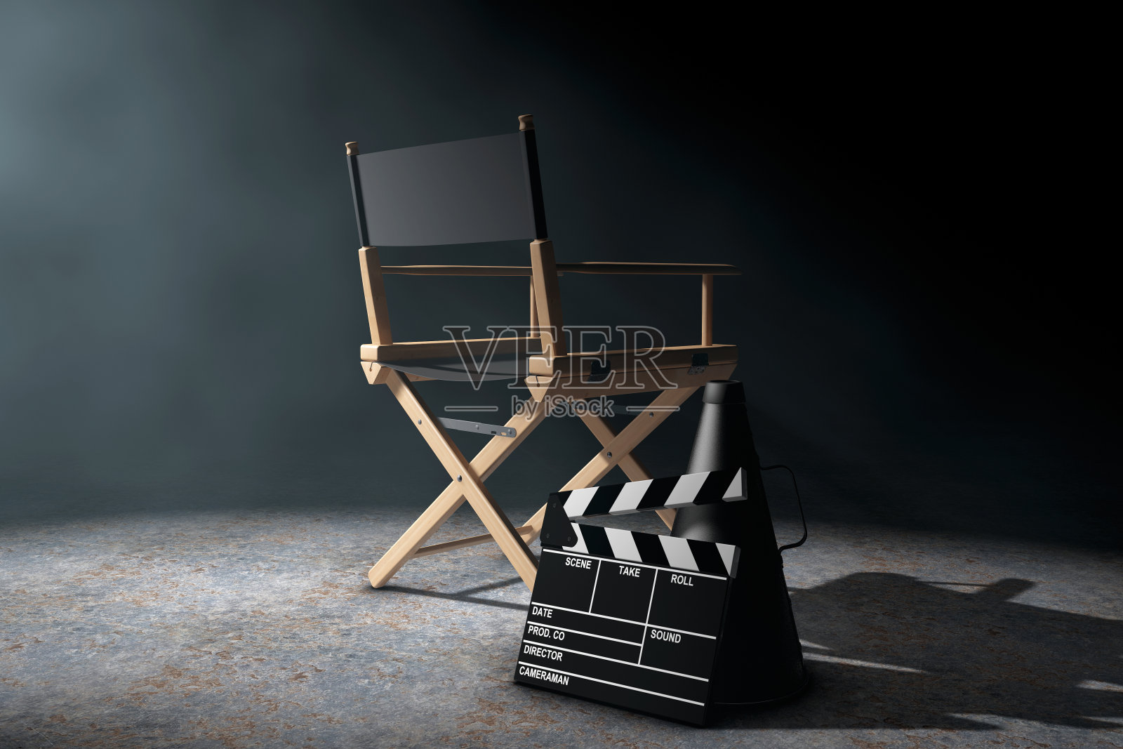 导演椅子，电影拍板和扩音器在音量li照片摄影图片