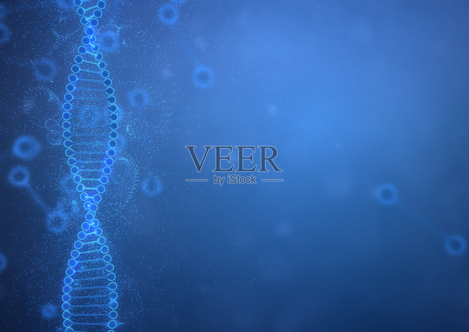 蓝色背景的DNA串照片摄影图片