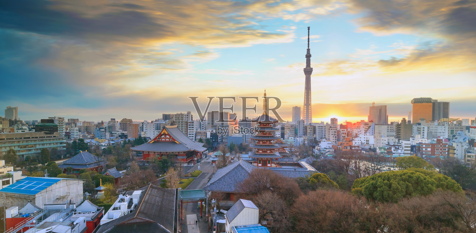 黄昏时分的东京天际线照片摄影图片