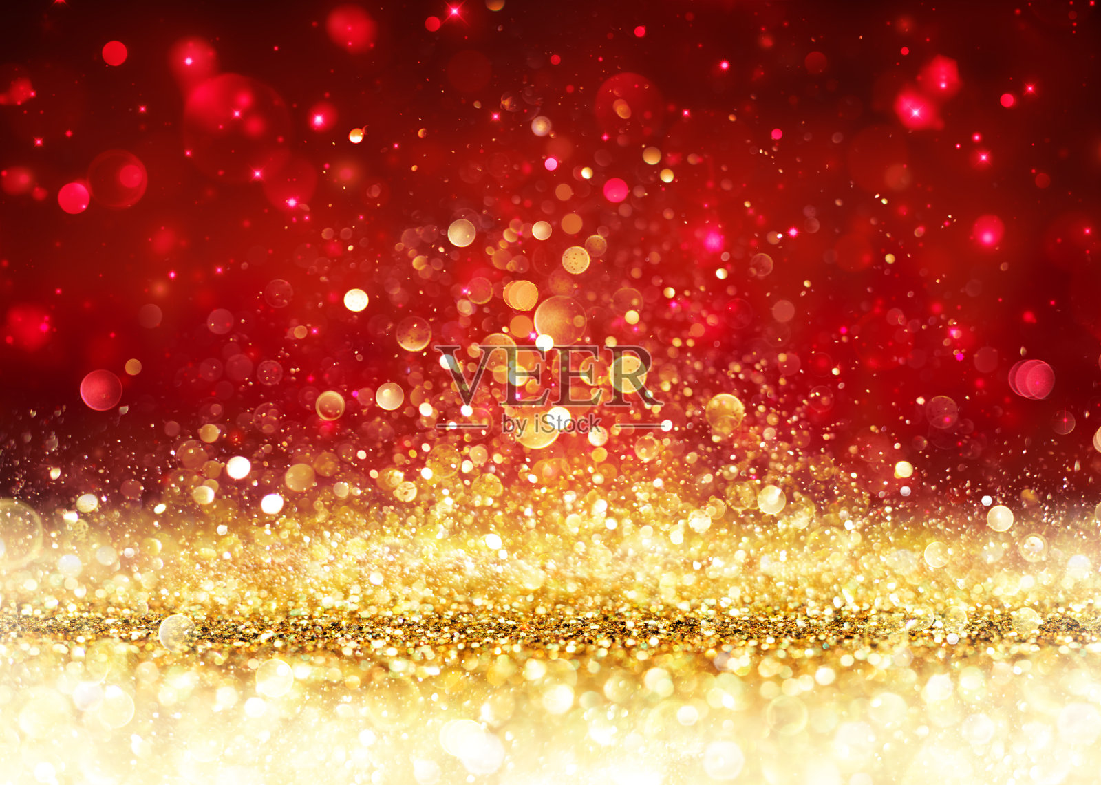 圣诞背景-金色闪光在闪亮的红色插画图片素材