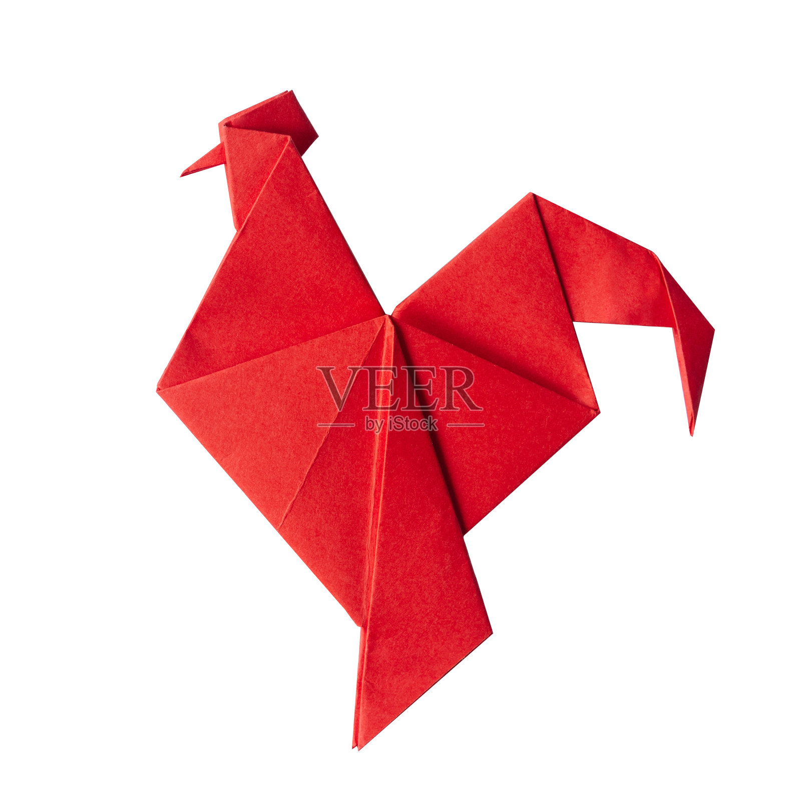 红火纸折叠公鸡手工折纸照片摄影图片