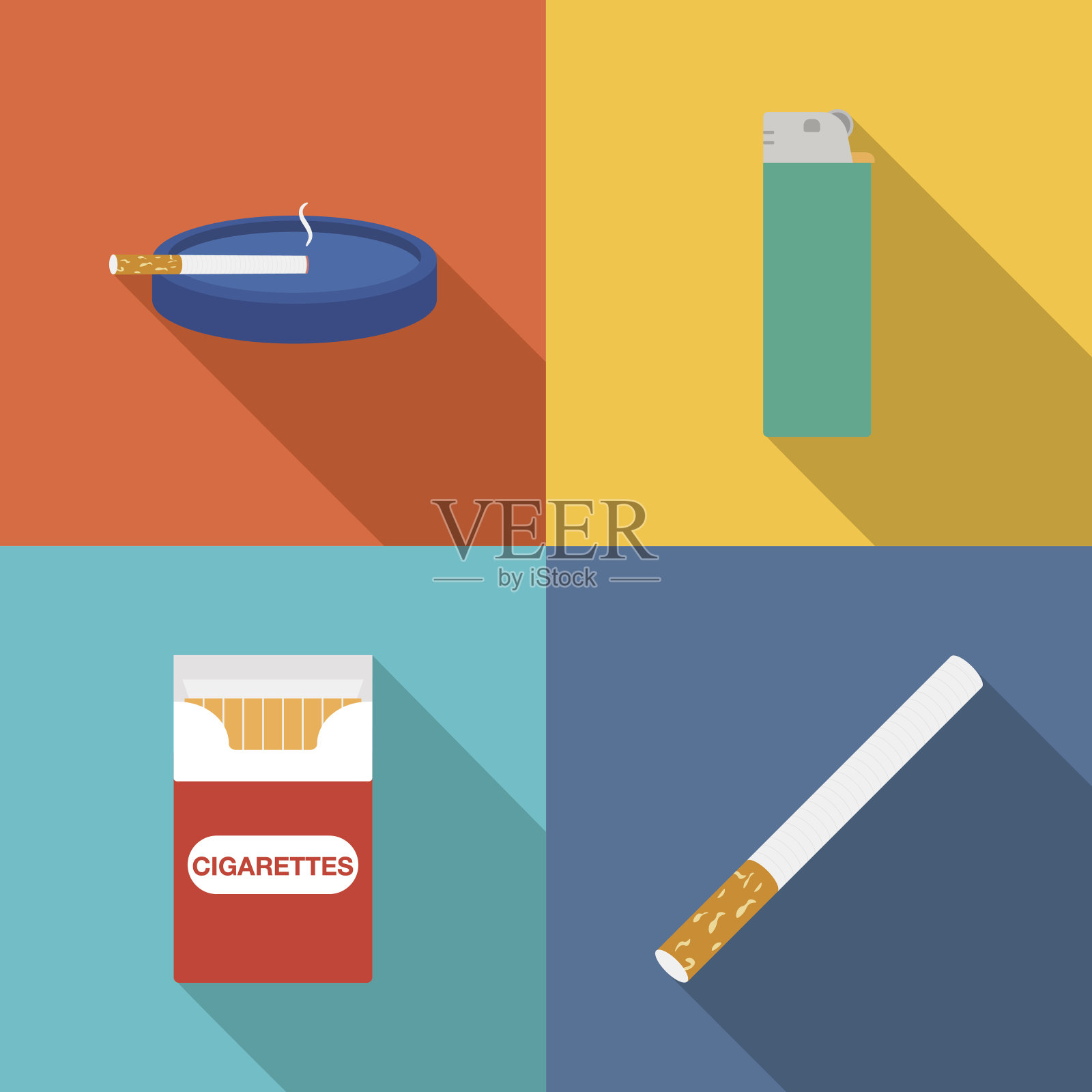 吸烟和配件图标集插画图片素材