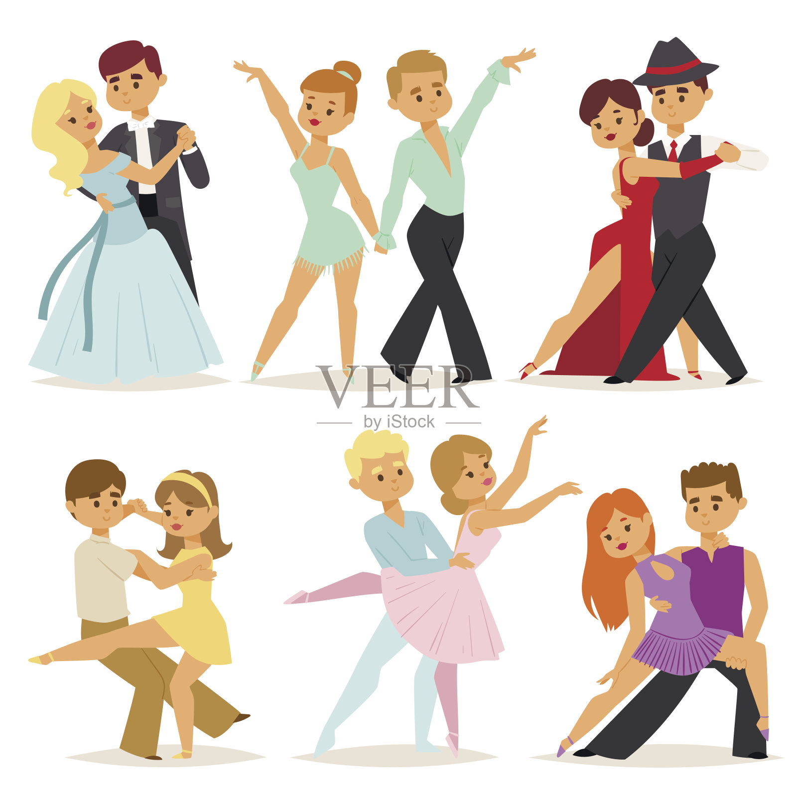 舞蹈情侣浪漫的人，人和人跳舞的人一起娱乐美矢量插图插画图片素材