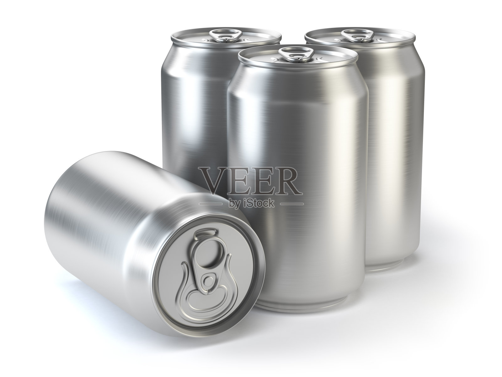 铝啤酒罐隔离白色。照片摄影图片