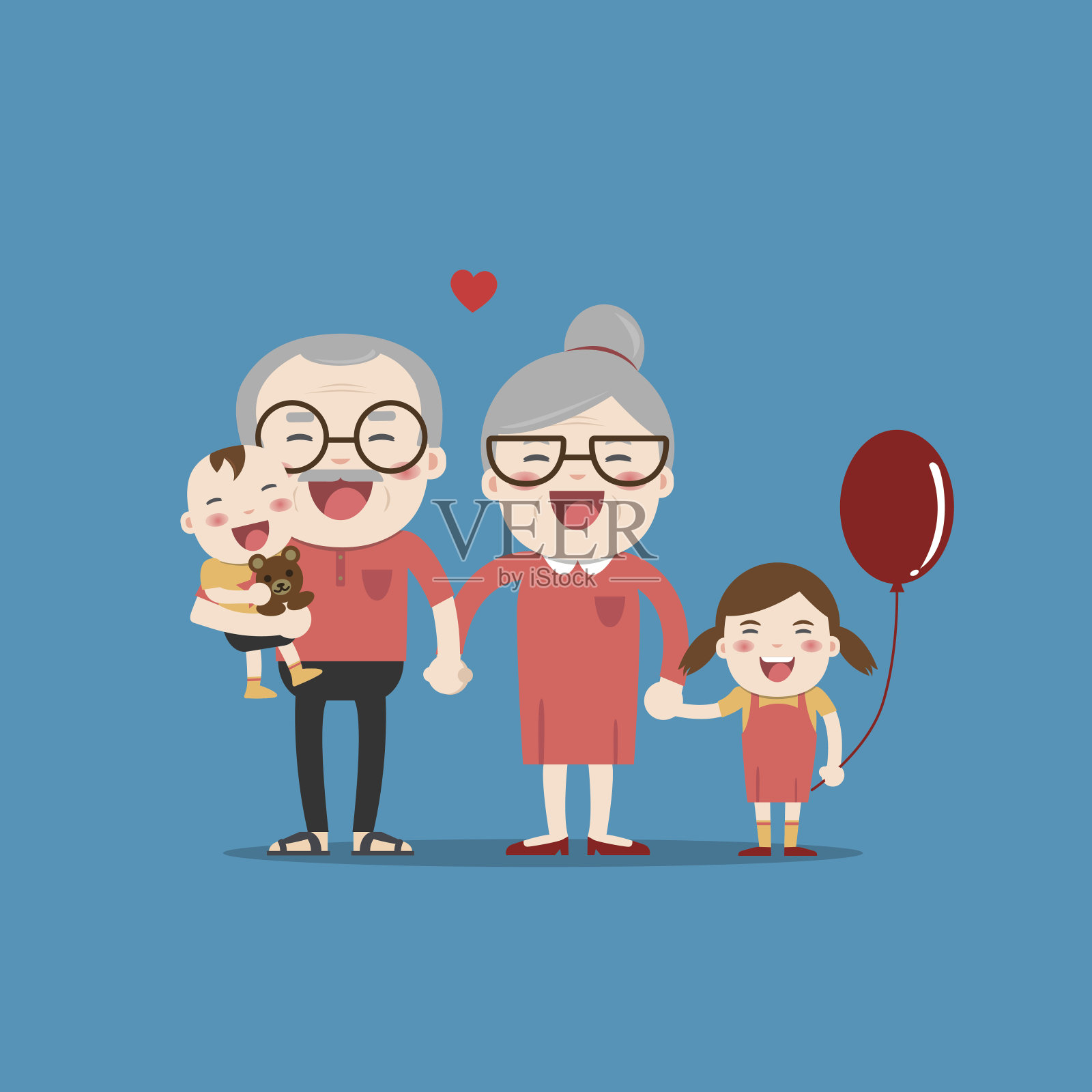 祖父母和孙子。快乐的祖父母插画图片素材