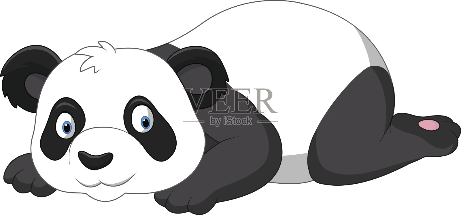 卡通有趣的熊猫躺着设计元素图片