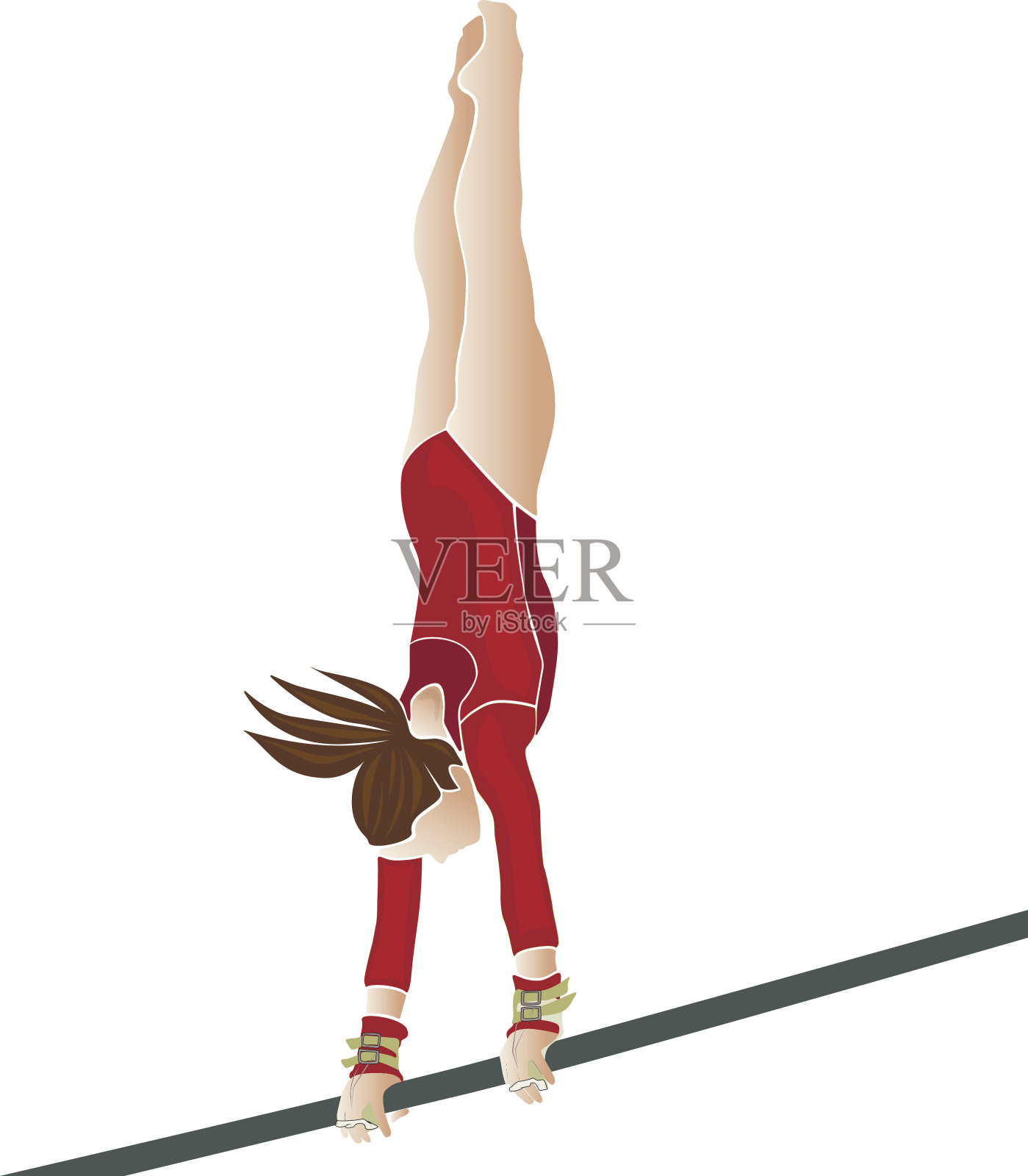 年轻女子体操运动员插画图片素材