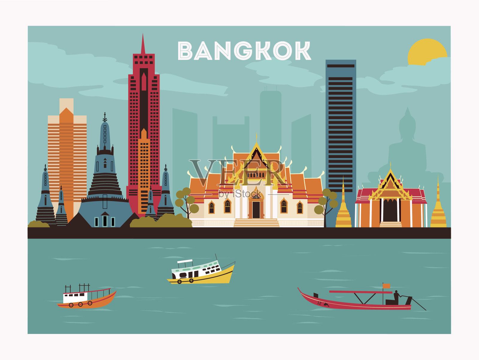 曼谷城市插画图片素材