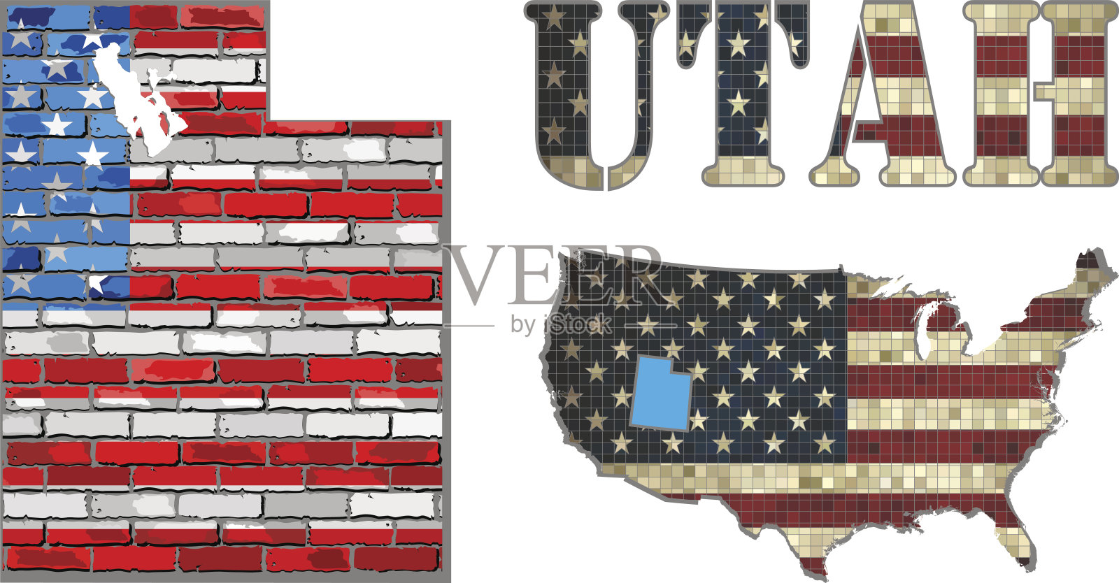 美国犹他州的一堵砖墙上插画图片素材
