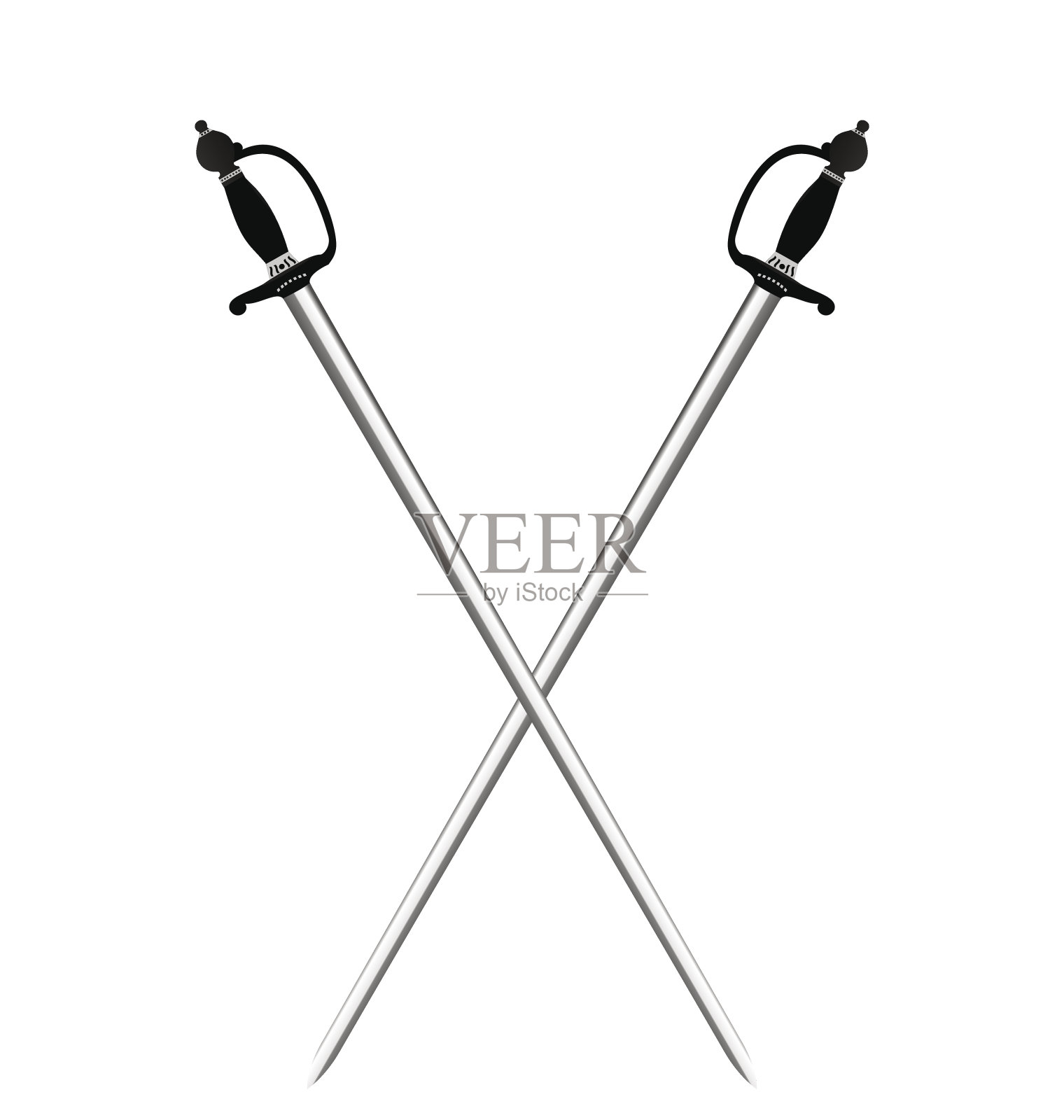 插图由两个银色剑的白色背景设计元素图片