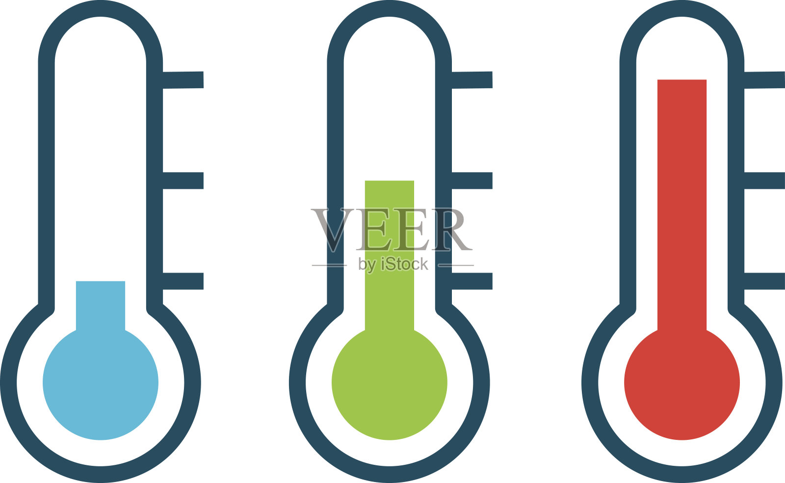 矢量不同的温度计显示冷热舒适温度设计元素图片
