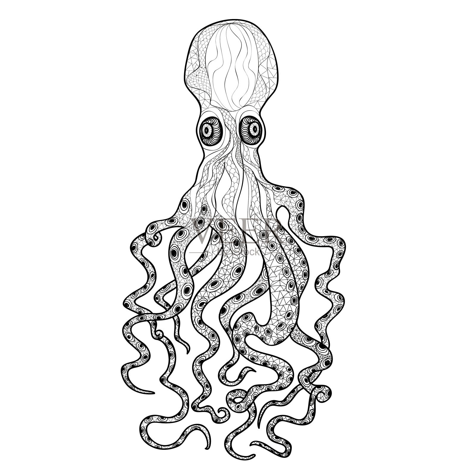 章鱼图案动物海怪装饰物孤立插画图片素材
