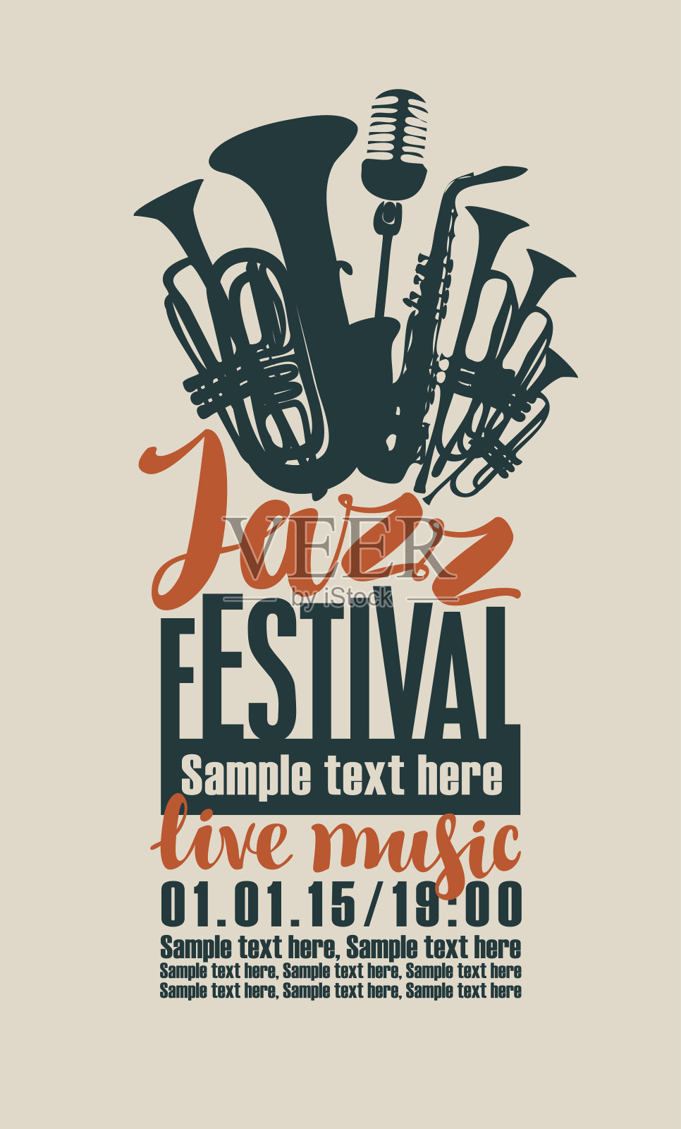 爵士音乐节的海报插画图片素材