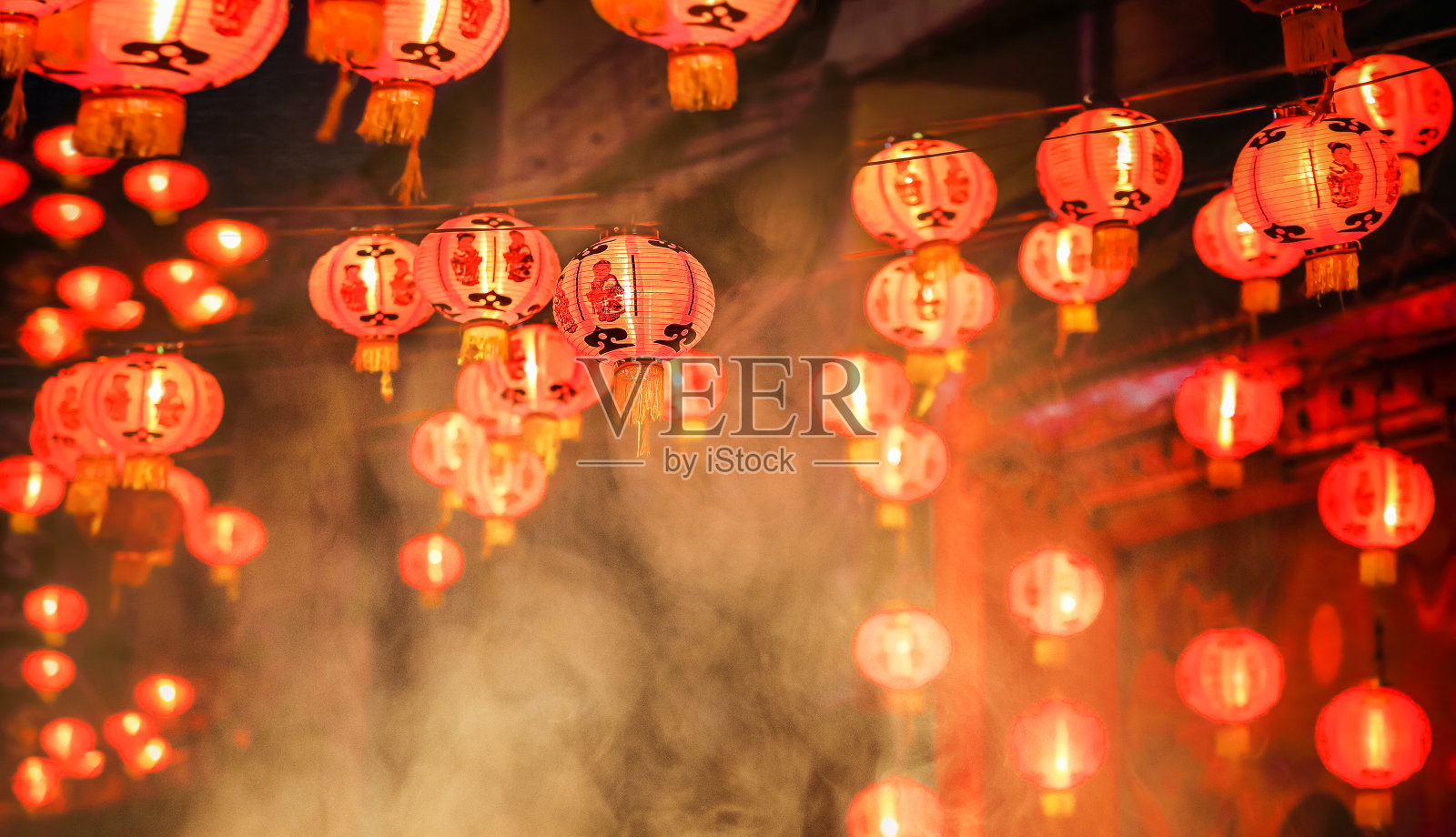 唐人街的中国新年灯笼照片摄影图片