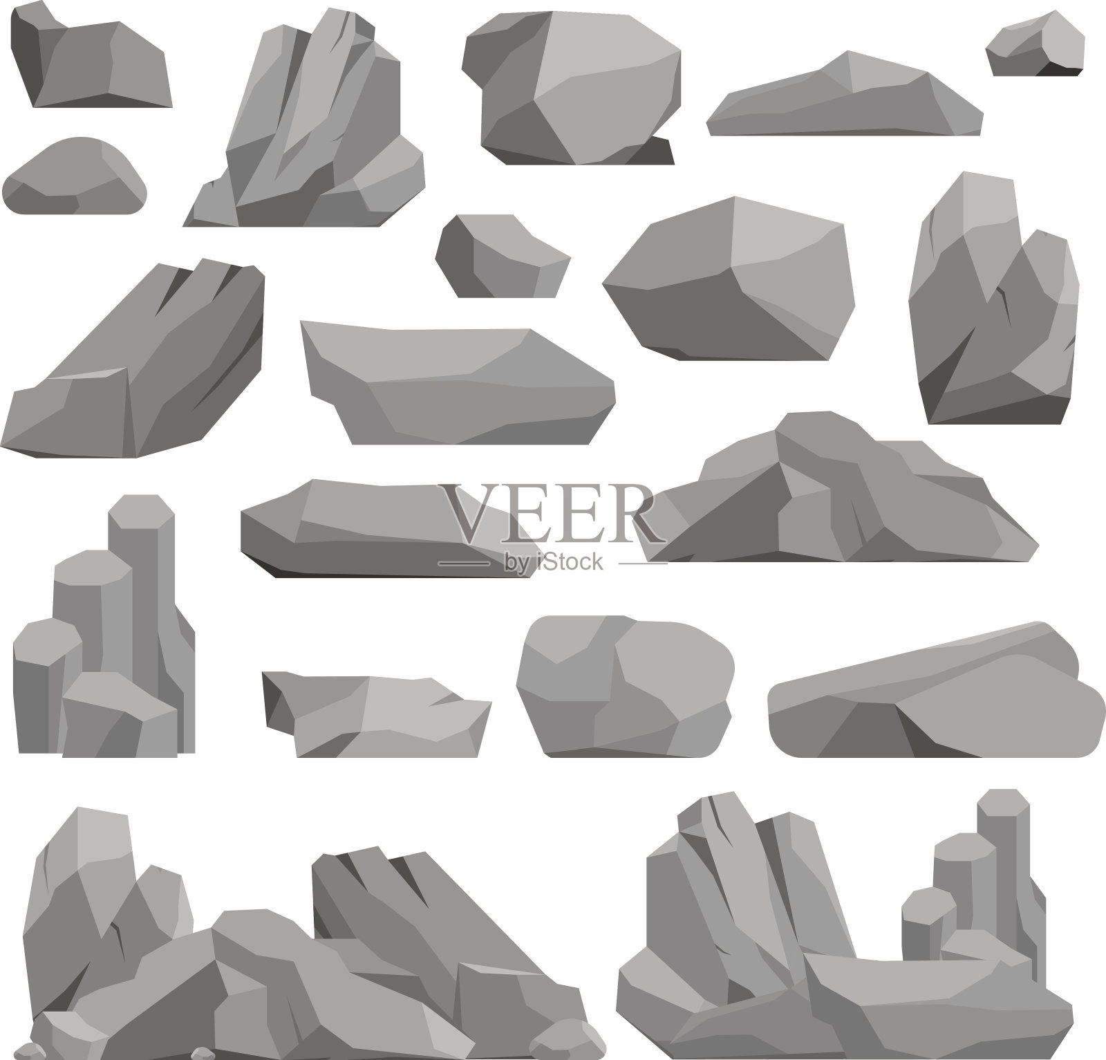 岩石和石头矢量插图设计元素图片