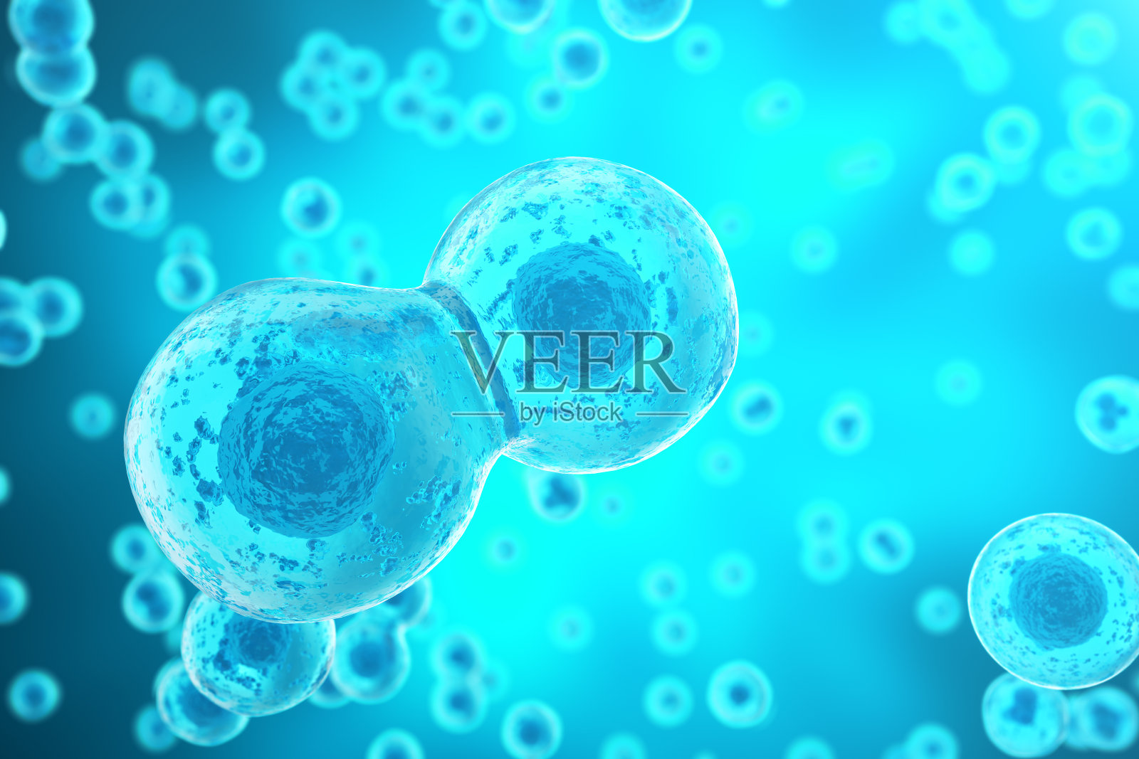 蓝色单元格背景。生命生物学、医学科学、分子研究插画图片素材