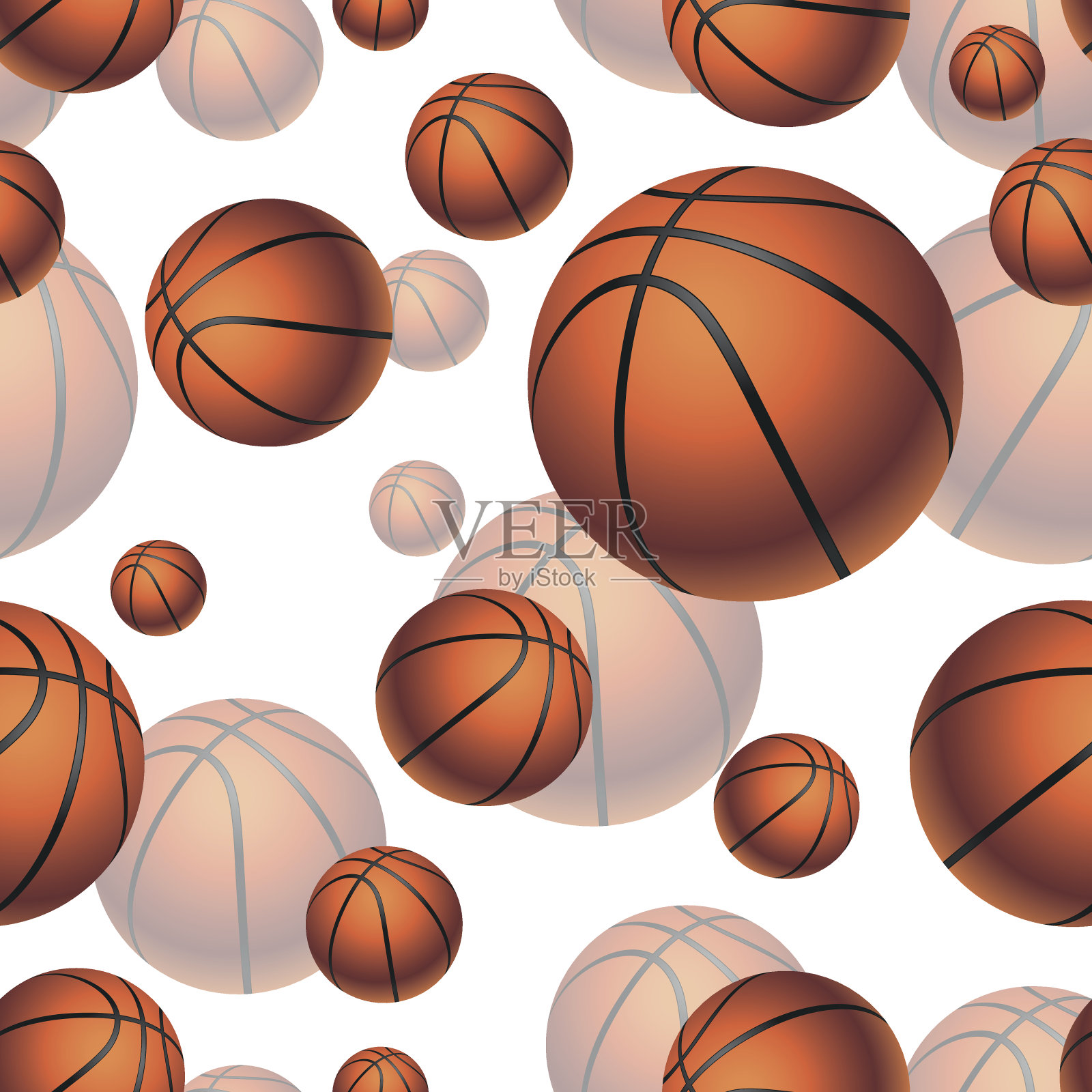 篮球无缝图案。插画图片素材