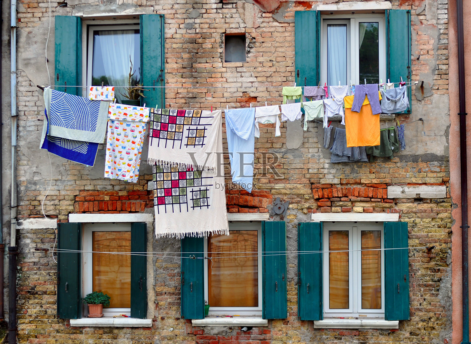 威尼斯的老豪斯和洗衣房照片摄影图片