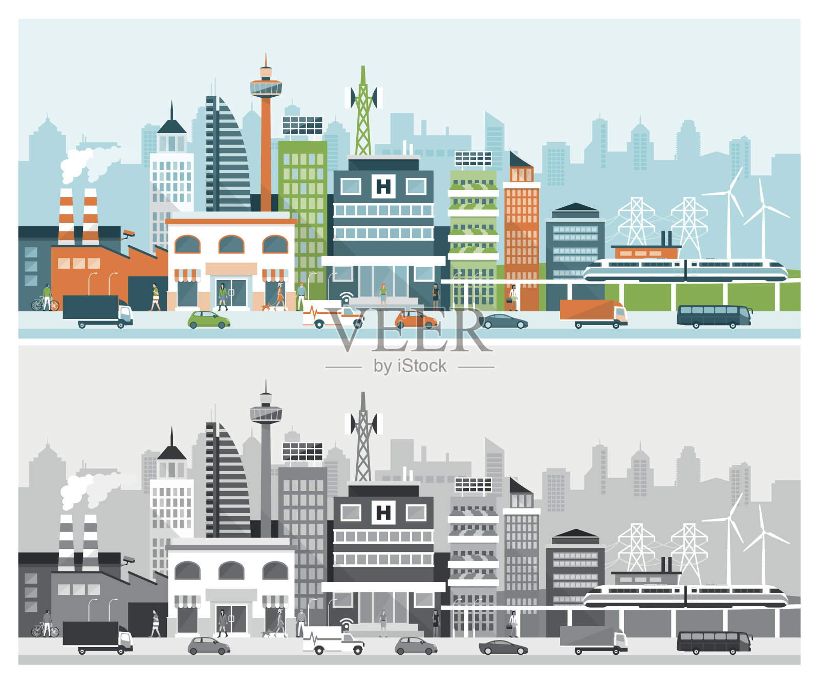 智能城市插画图片素材