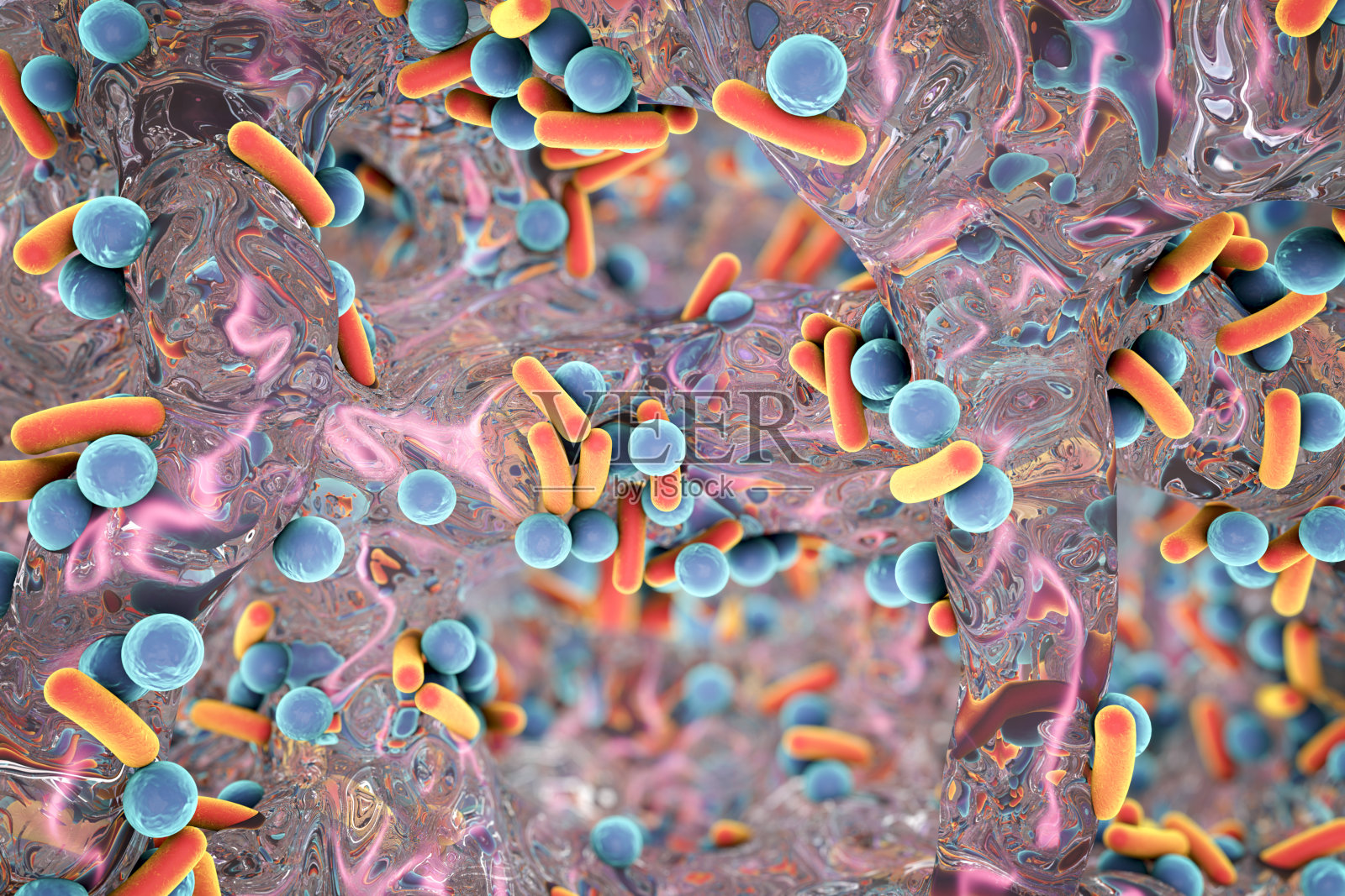 耐抗生素细菌的生物膜插画图片素材