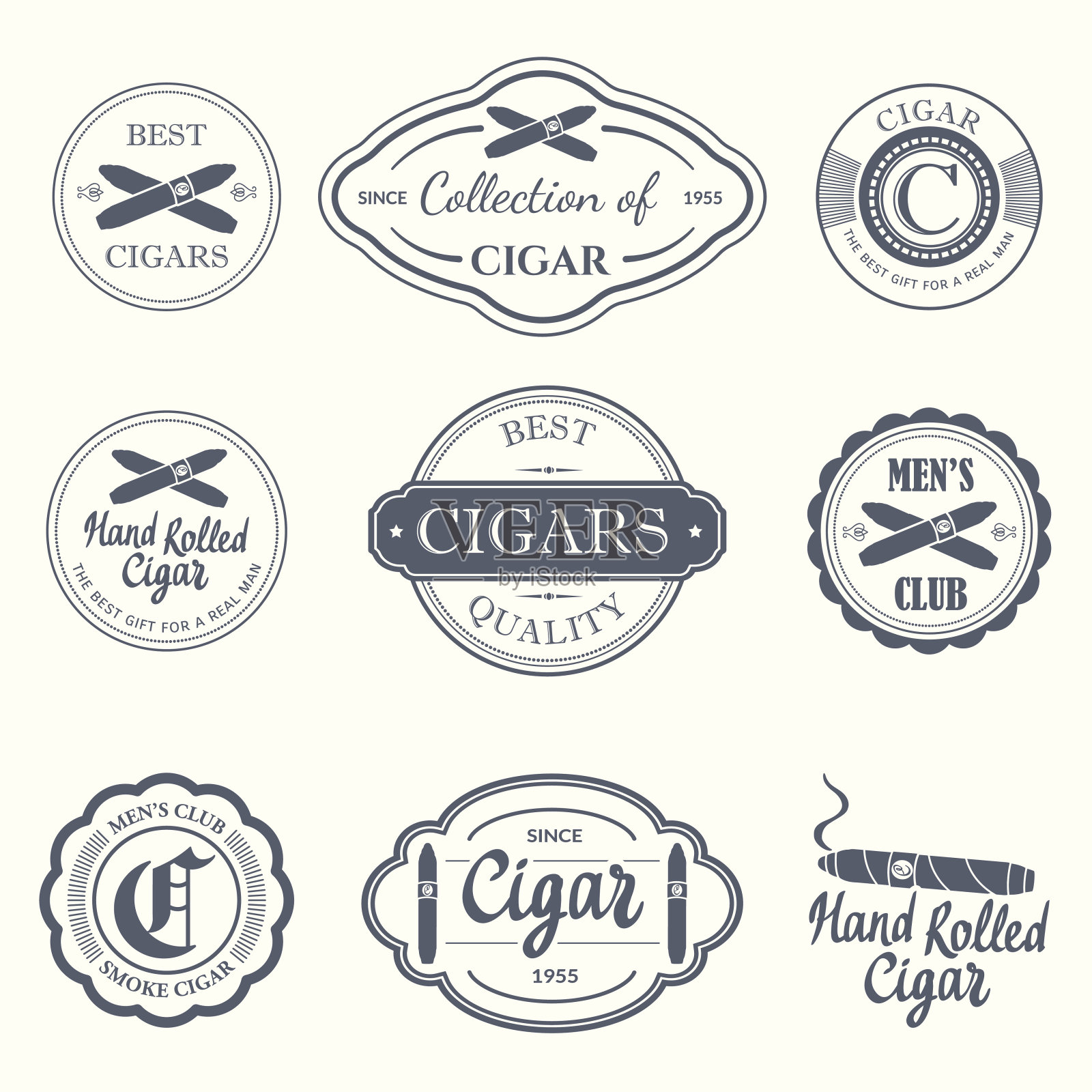 矢量插图与标志和标签。简单的符号烟草雪茄插画图片素材