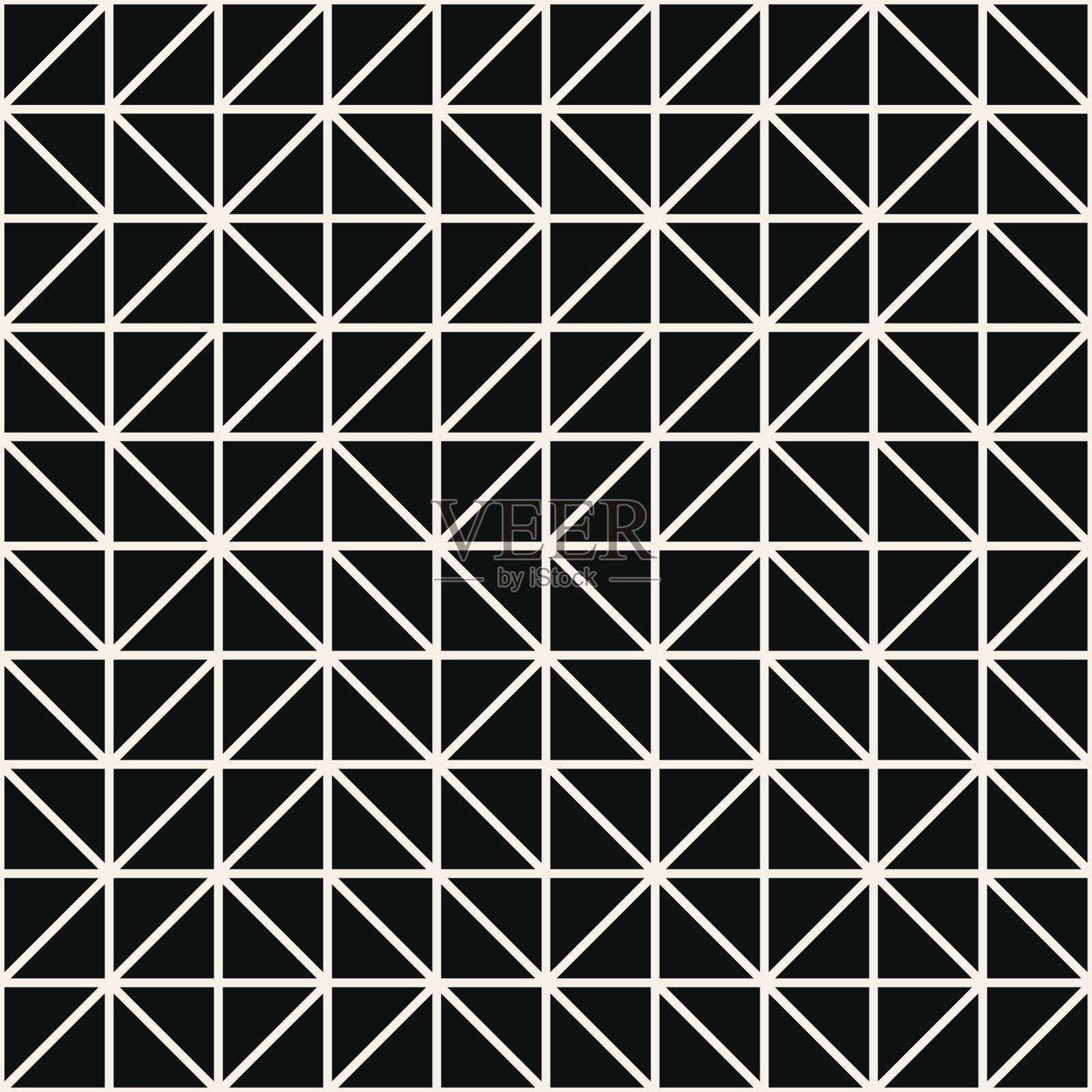 矢量无缝黑白不规则三角形网格几何块插画图片素材