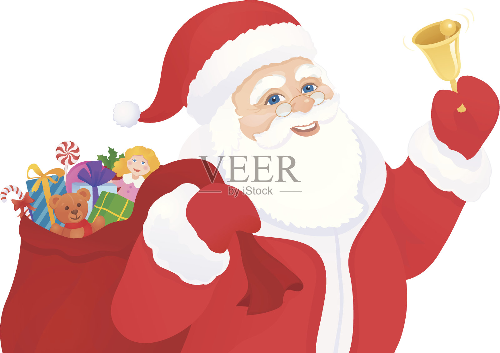 有铃铛的圣诞老人插画图片素材