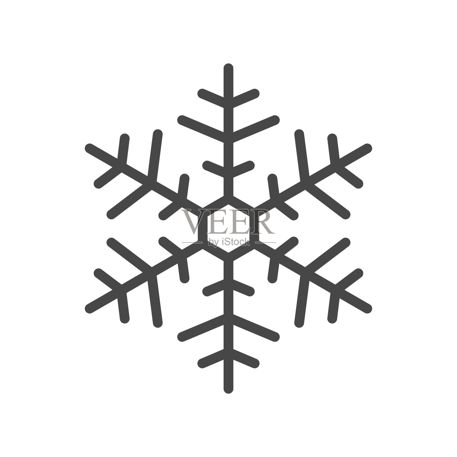 雪花图标矢量插图在平面风格孤立的白色背景。图标素材