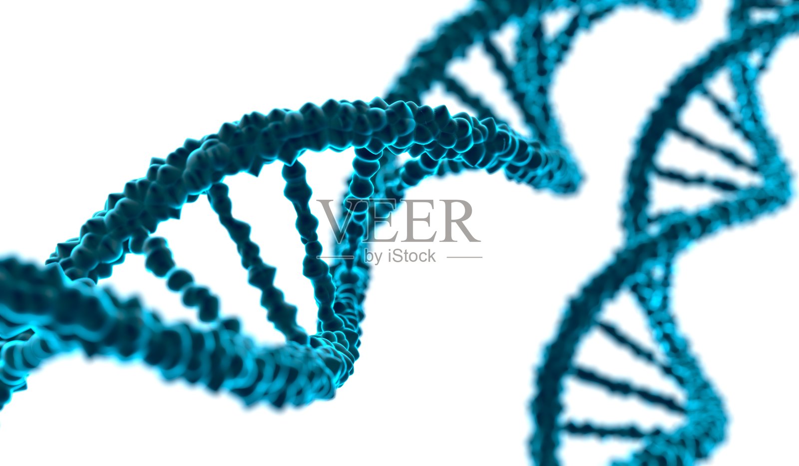 在白色背景上的DNA分子的3D渲染插图。插画图片素材