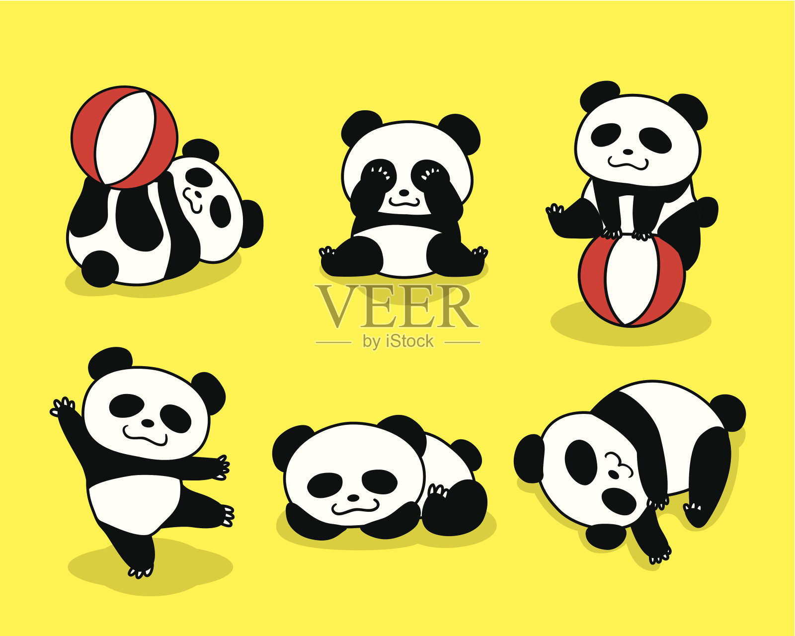 可爱的熊猫插画图片素材