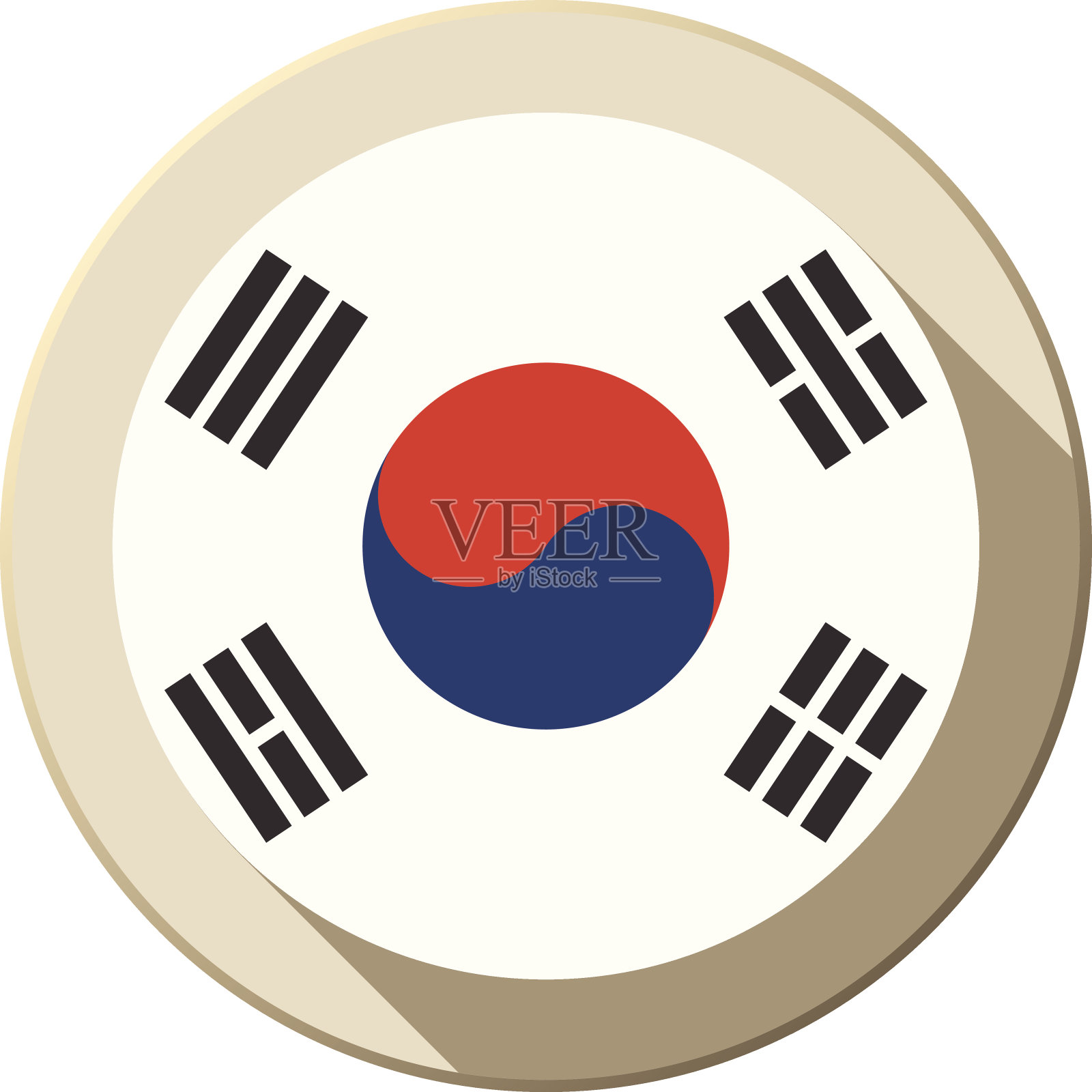 韩国国旗按钮图标现代插画图片素材