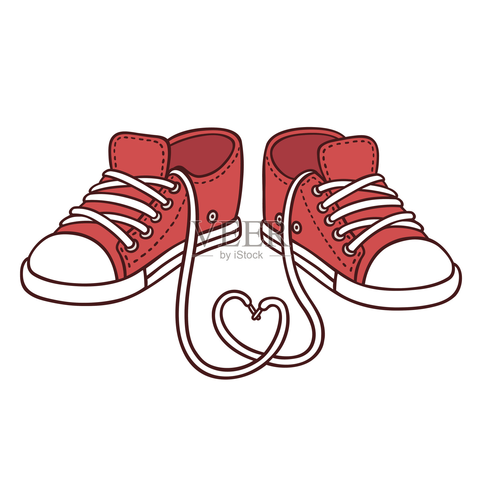 一双红色运动鞋插画图片素材
