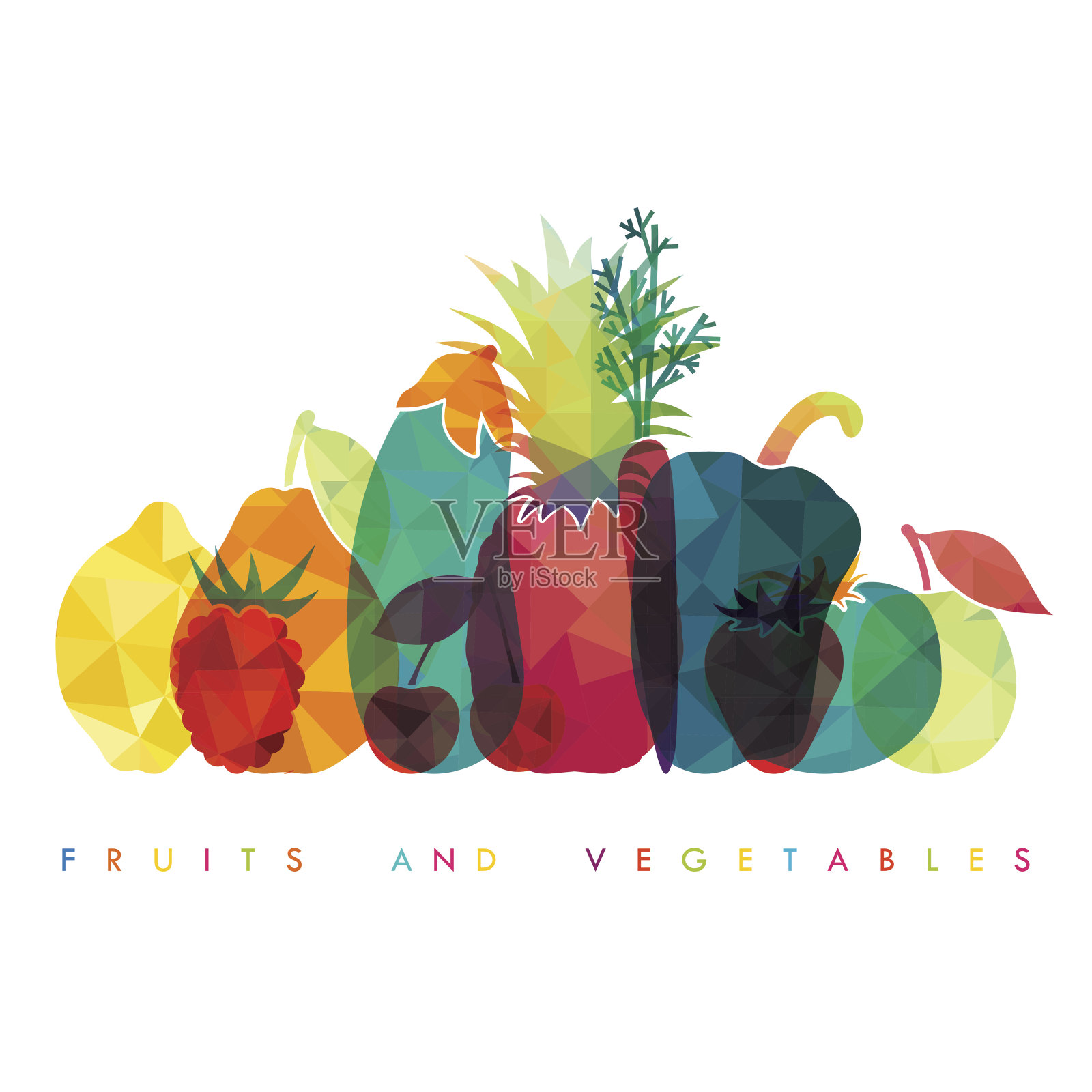 水果和蔬菜。健康食品。矢量图设计元素图片