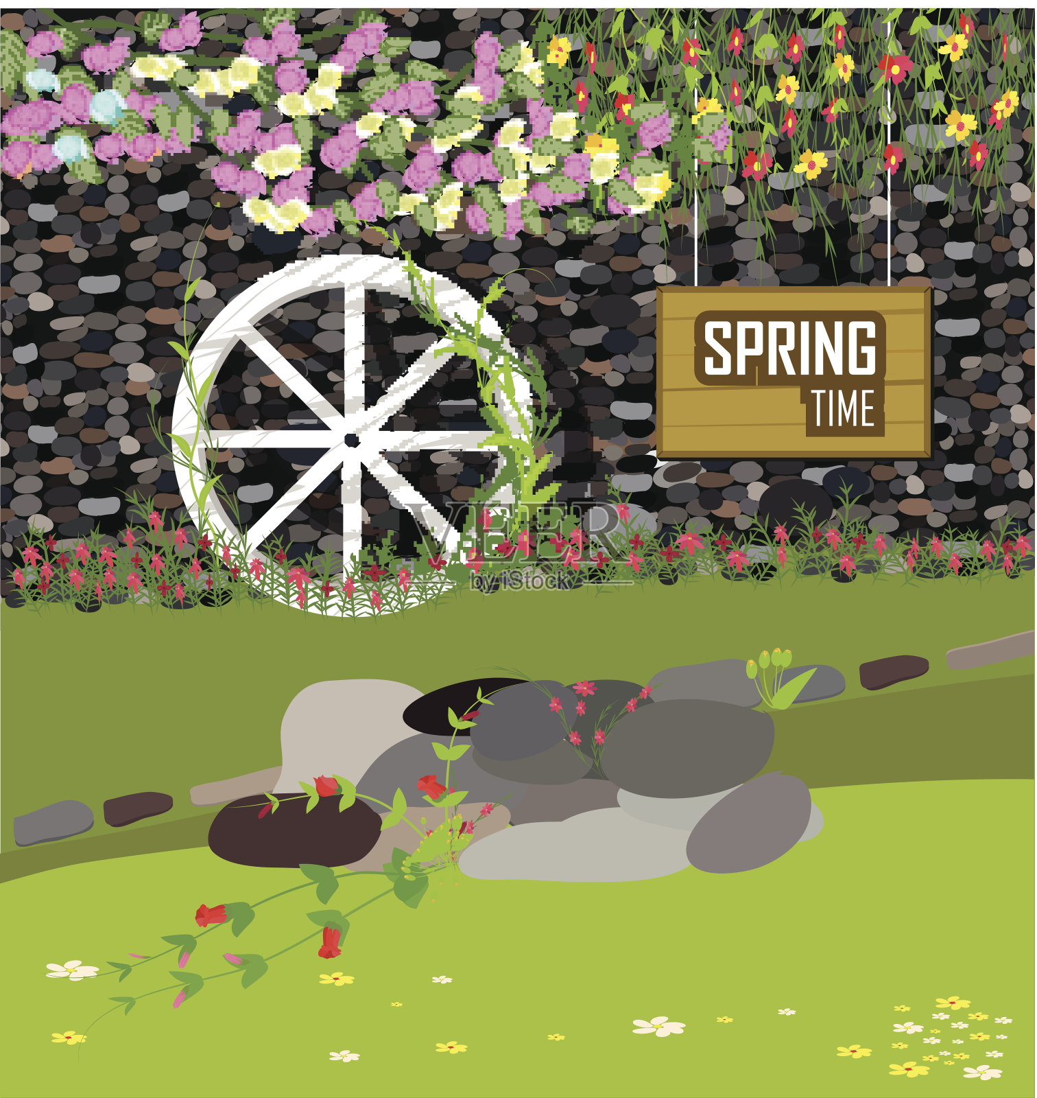 春天和鲜花插画图片素材