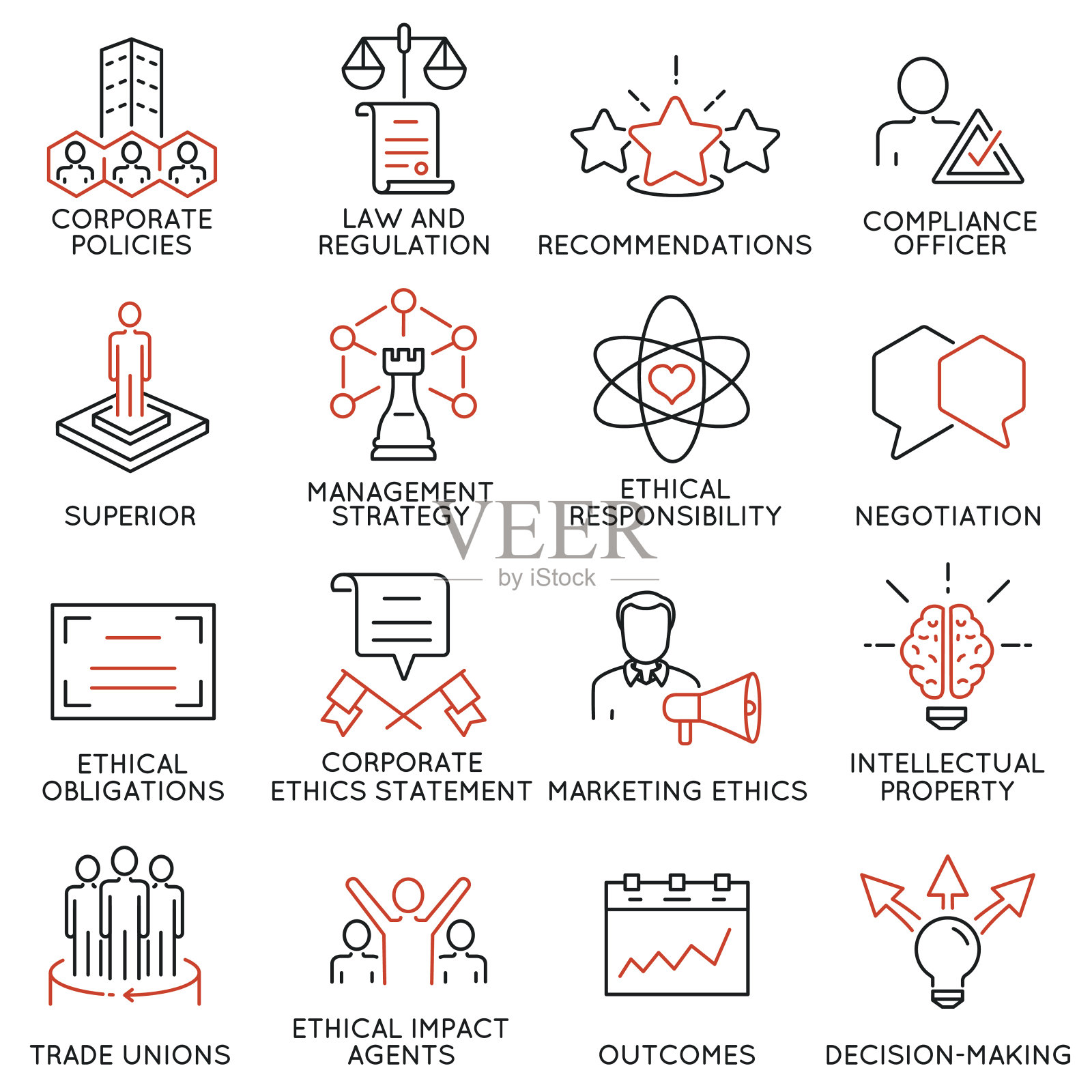 商业道德、管理、战略和发展标志-第三部分设计元素图片