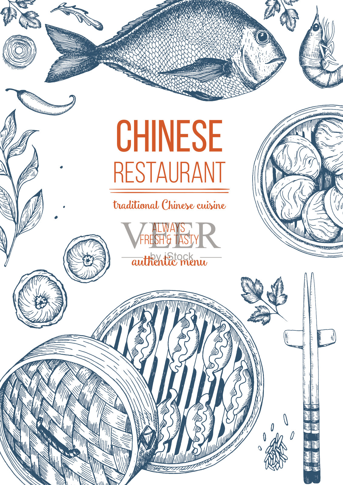 中国食物。矢量插图。插画图片素材