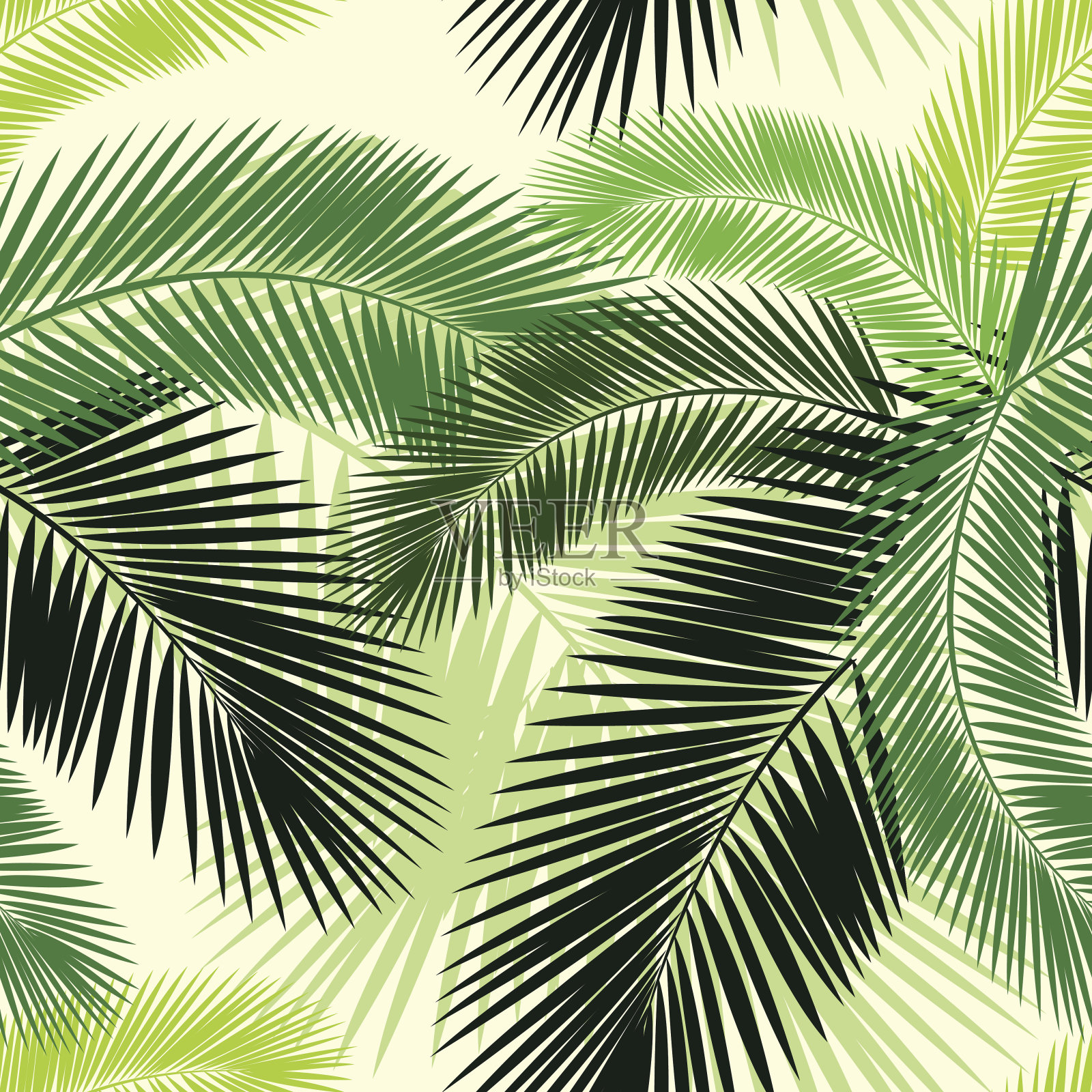 无缝彩色棕榈叶图案插画图片素材