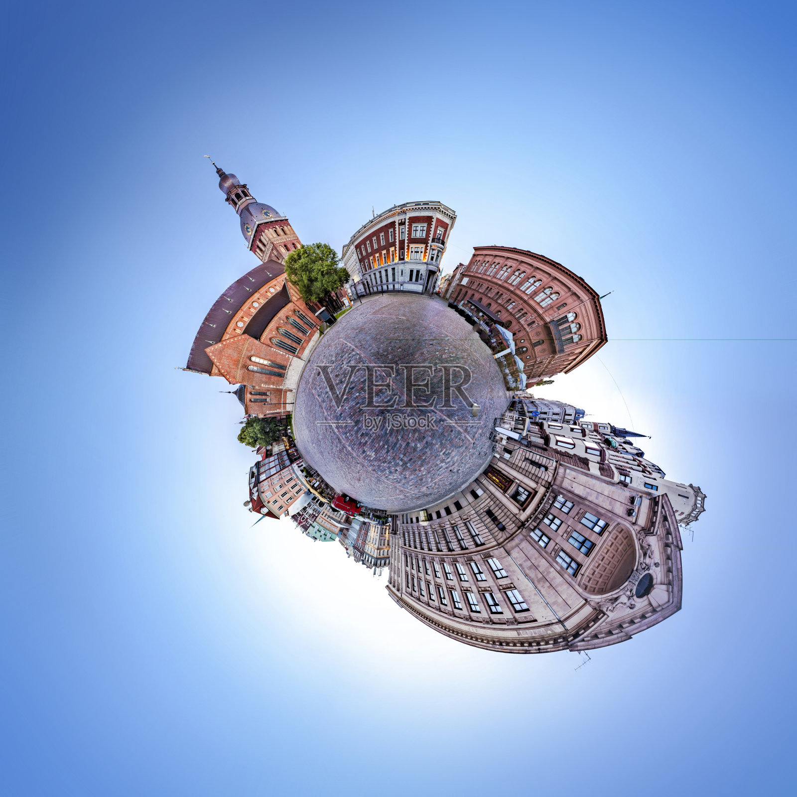 里加古城的天际线照片摄影图片