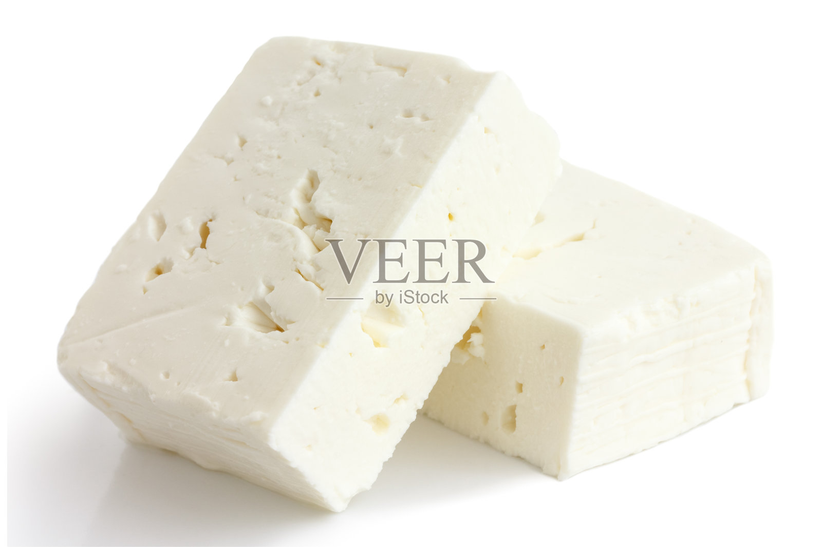 希腊菲达奶酪块孤立在白色。照片摄影图片