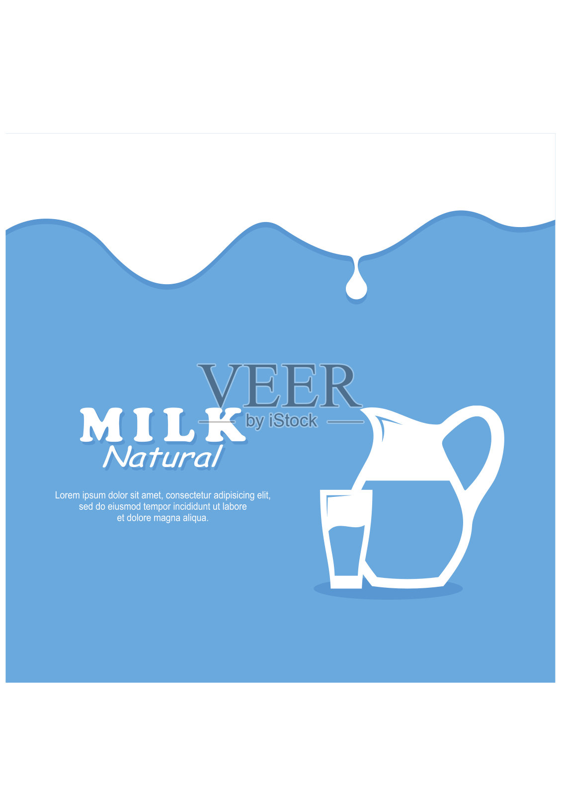 背景牛奶。玻璃牛奶和水壶。插画图片素材
