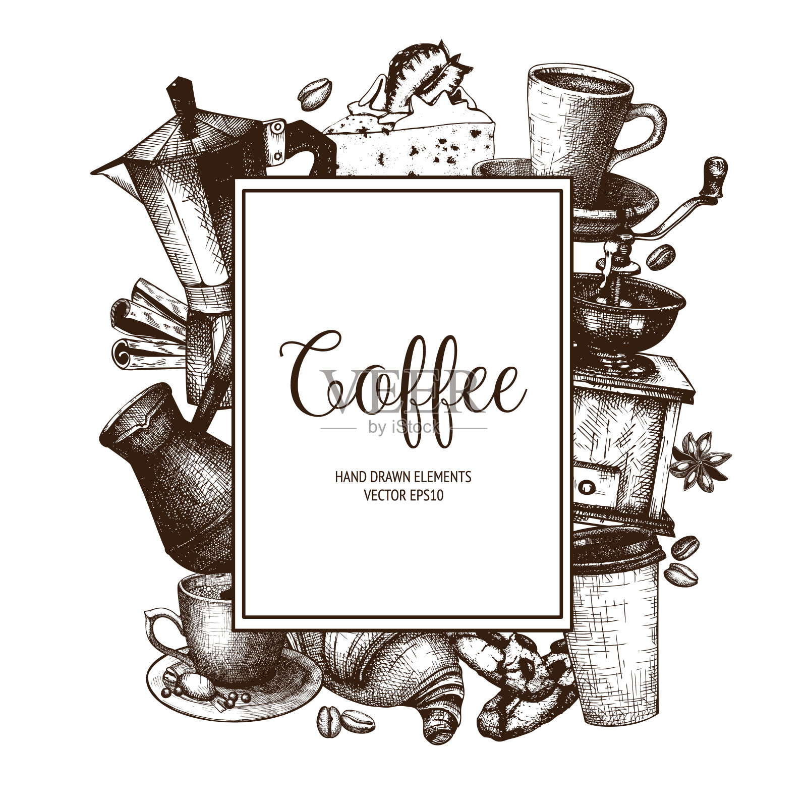 咖啡店或咖啡馆模板插画图片素材