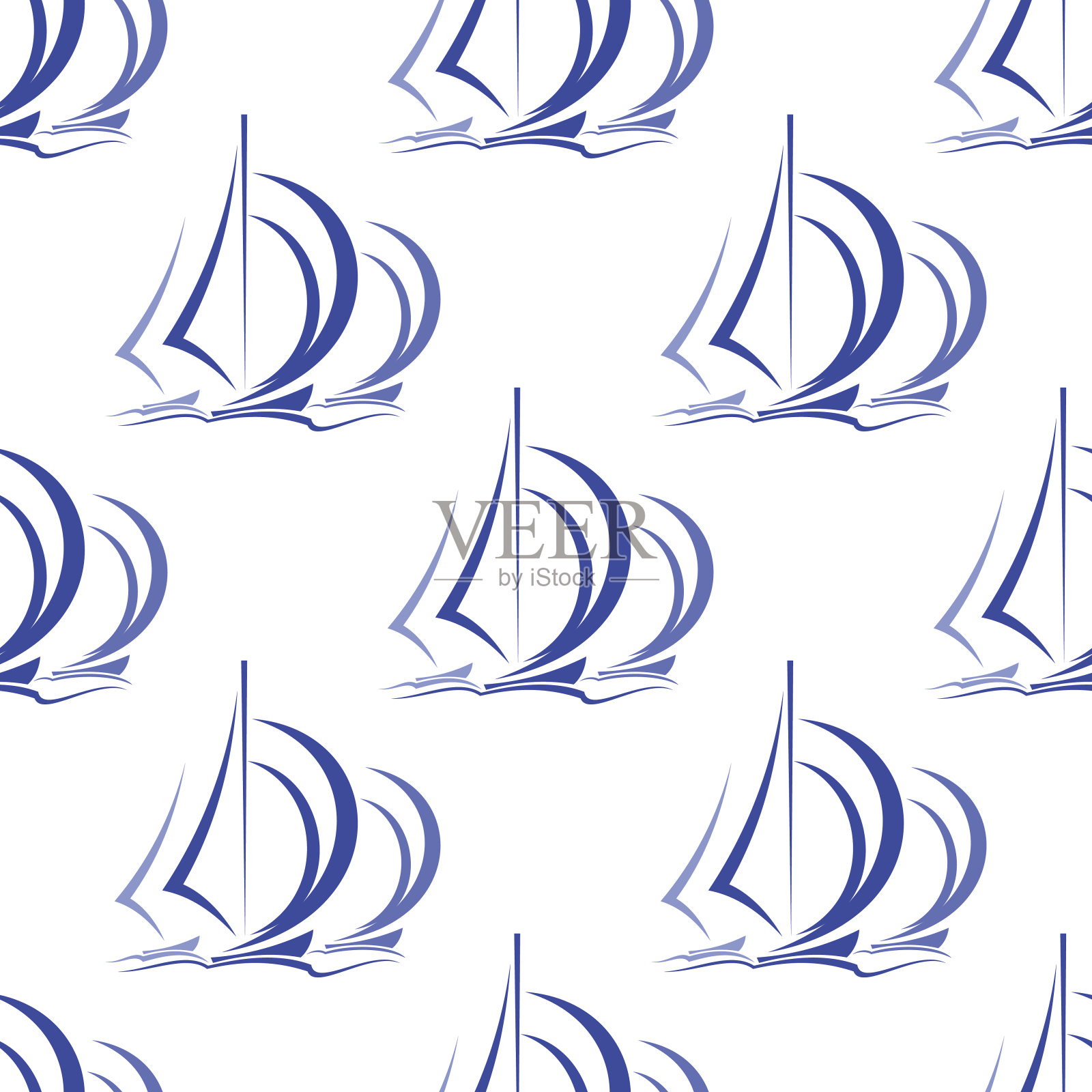 无缝模式的帆船在海上设计元素图片