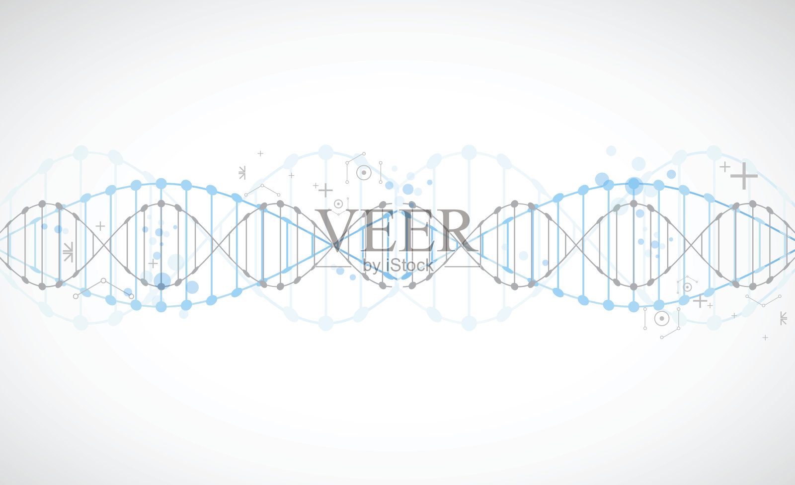科学模板，带有DNA分子的蓝色壁纸或横幅插画图片素材