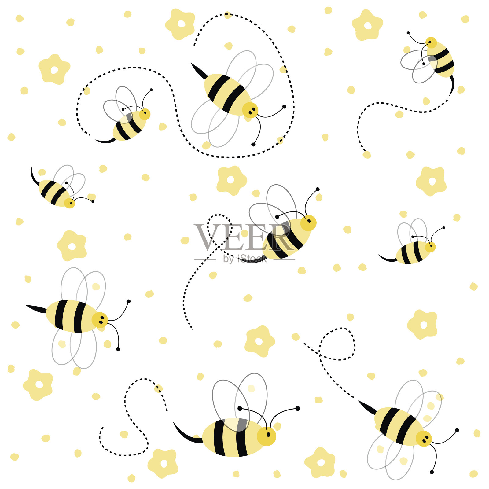 蜜蜂无缝图案设计元素图片